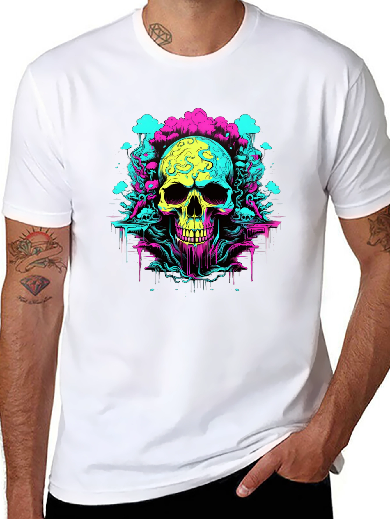 Neon Skull Graphic T-Shirt