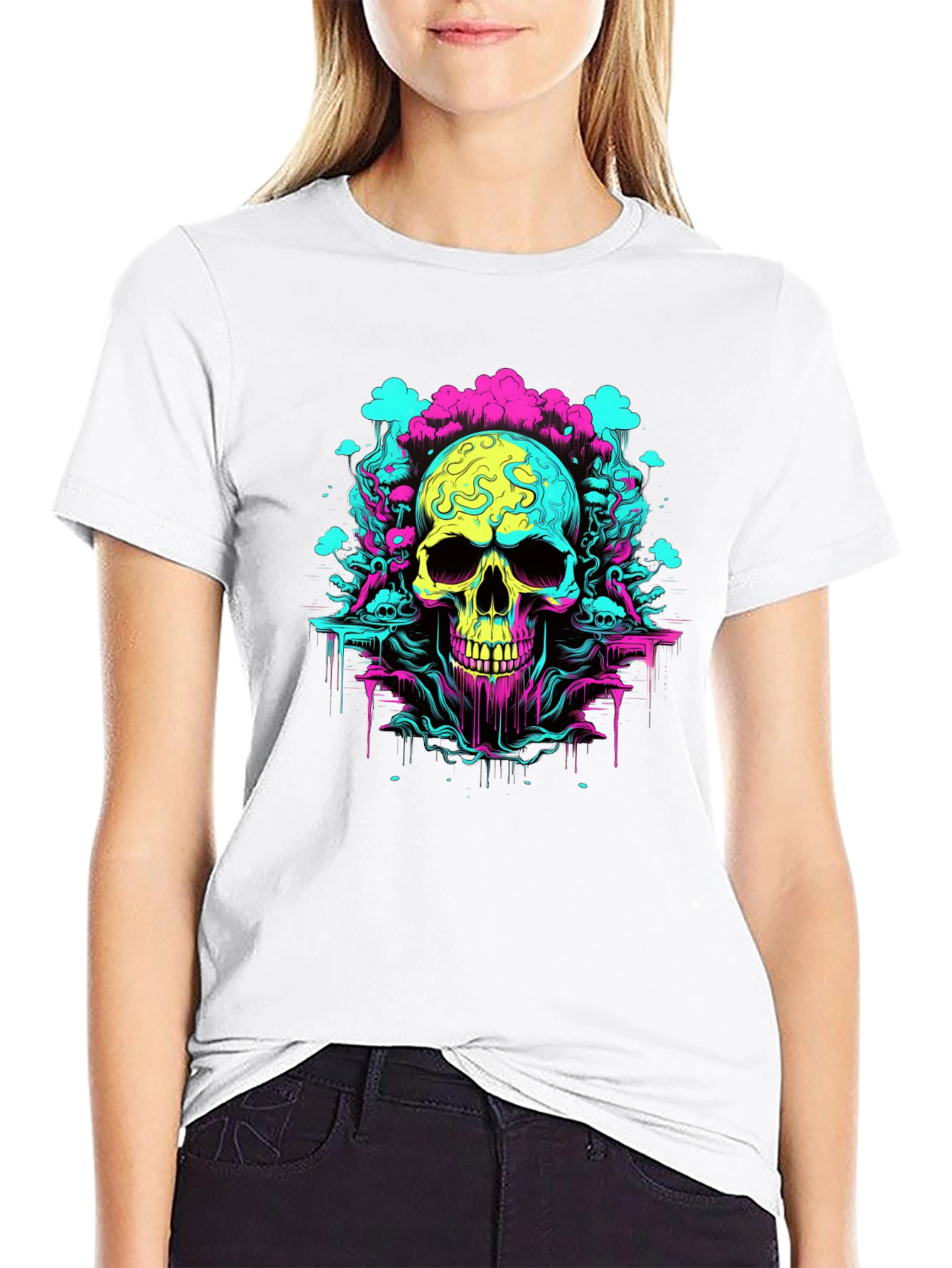 Neon Skull Graphic T-Shirt