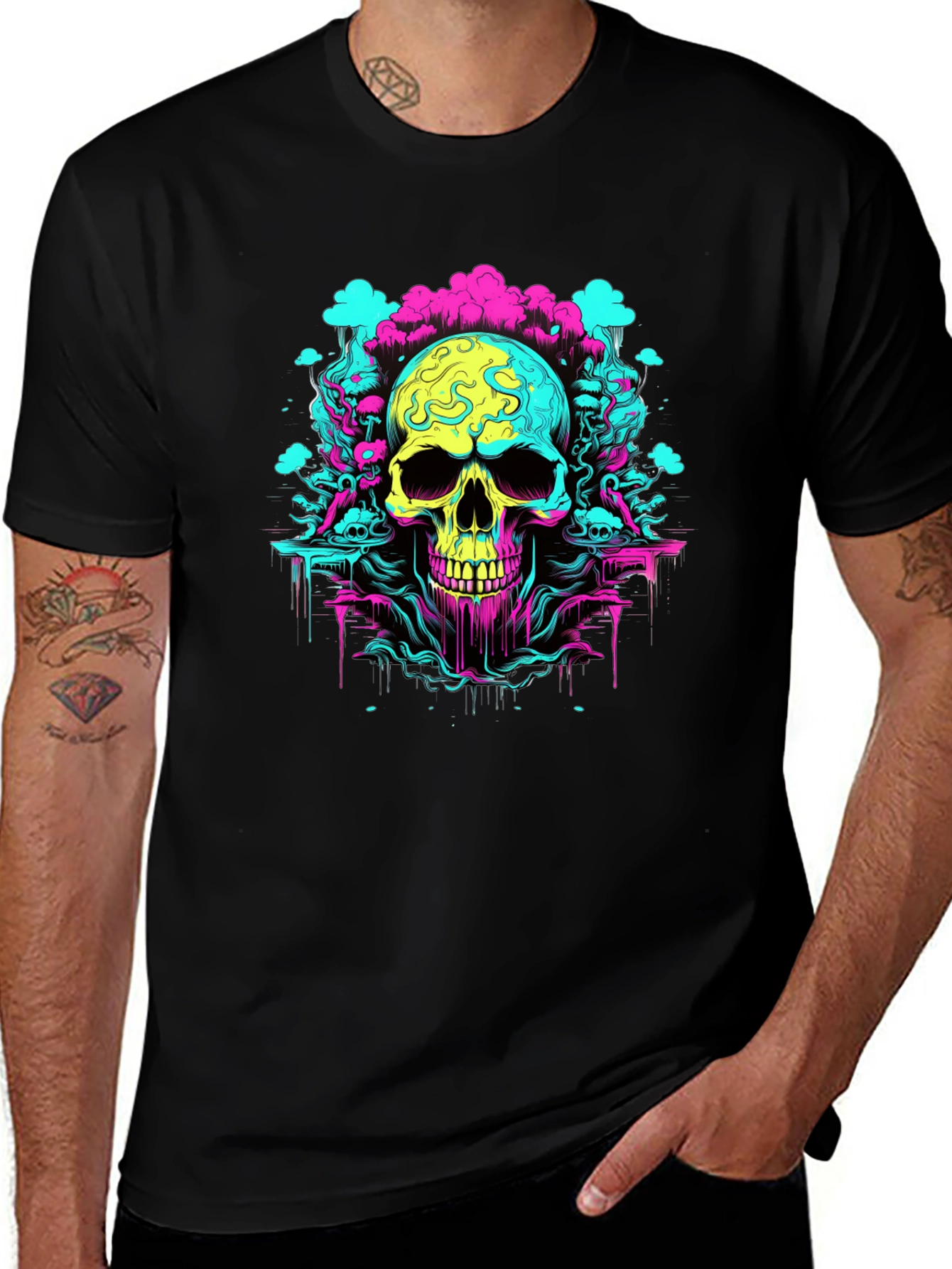 Neon Skull Graphic T-Shirt
