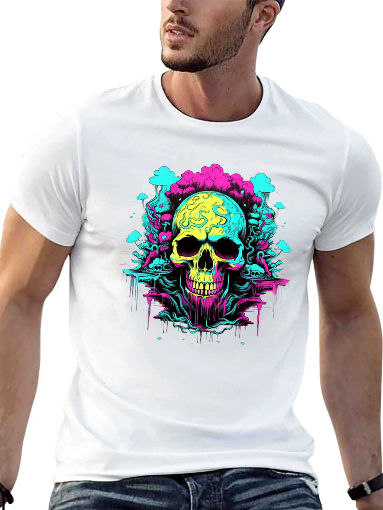 Neon Skull Graphic T-Shirt