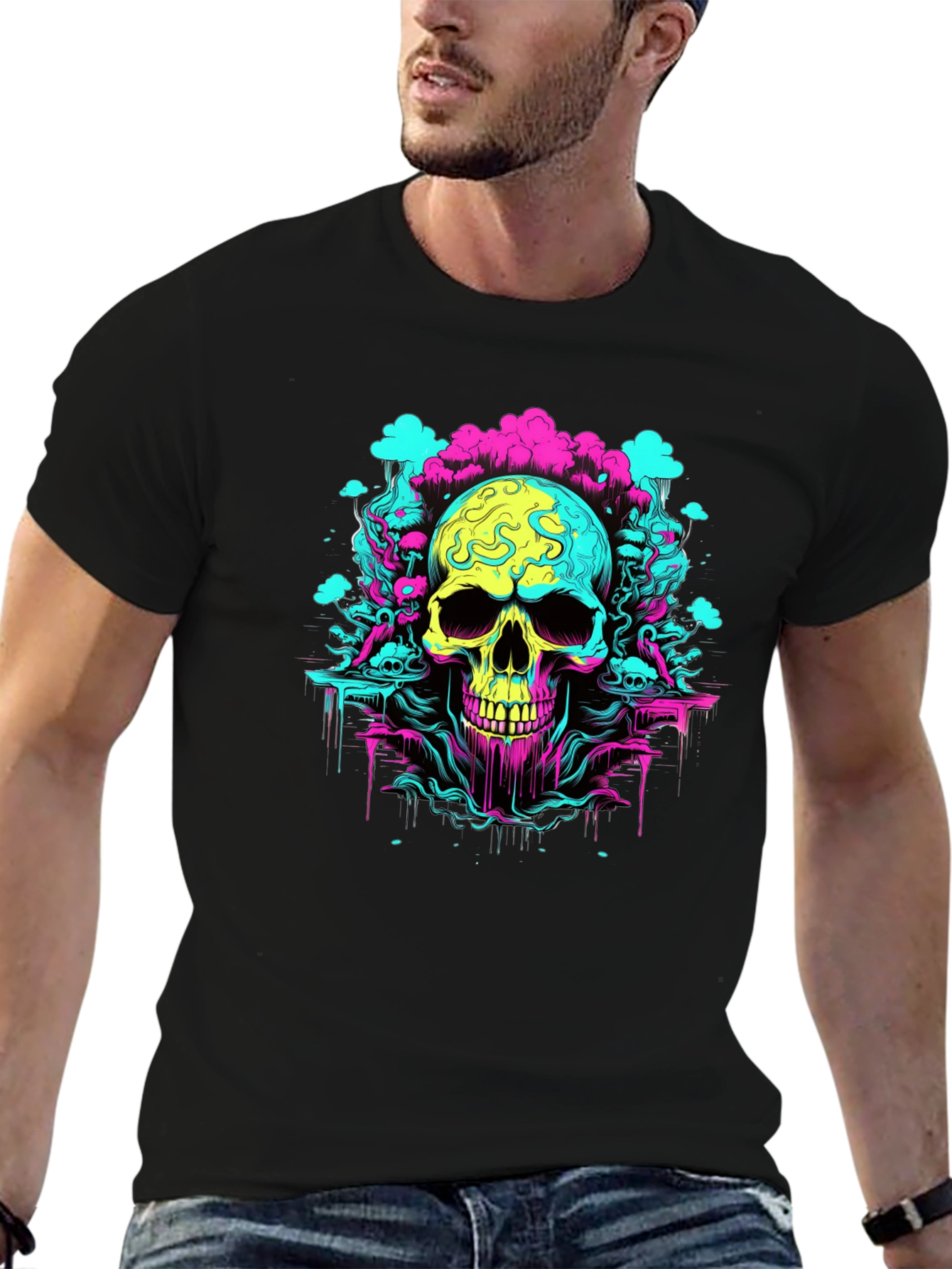 Neon Skull Graphic T-Shirt