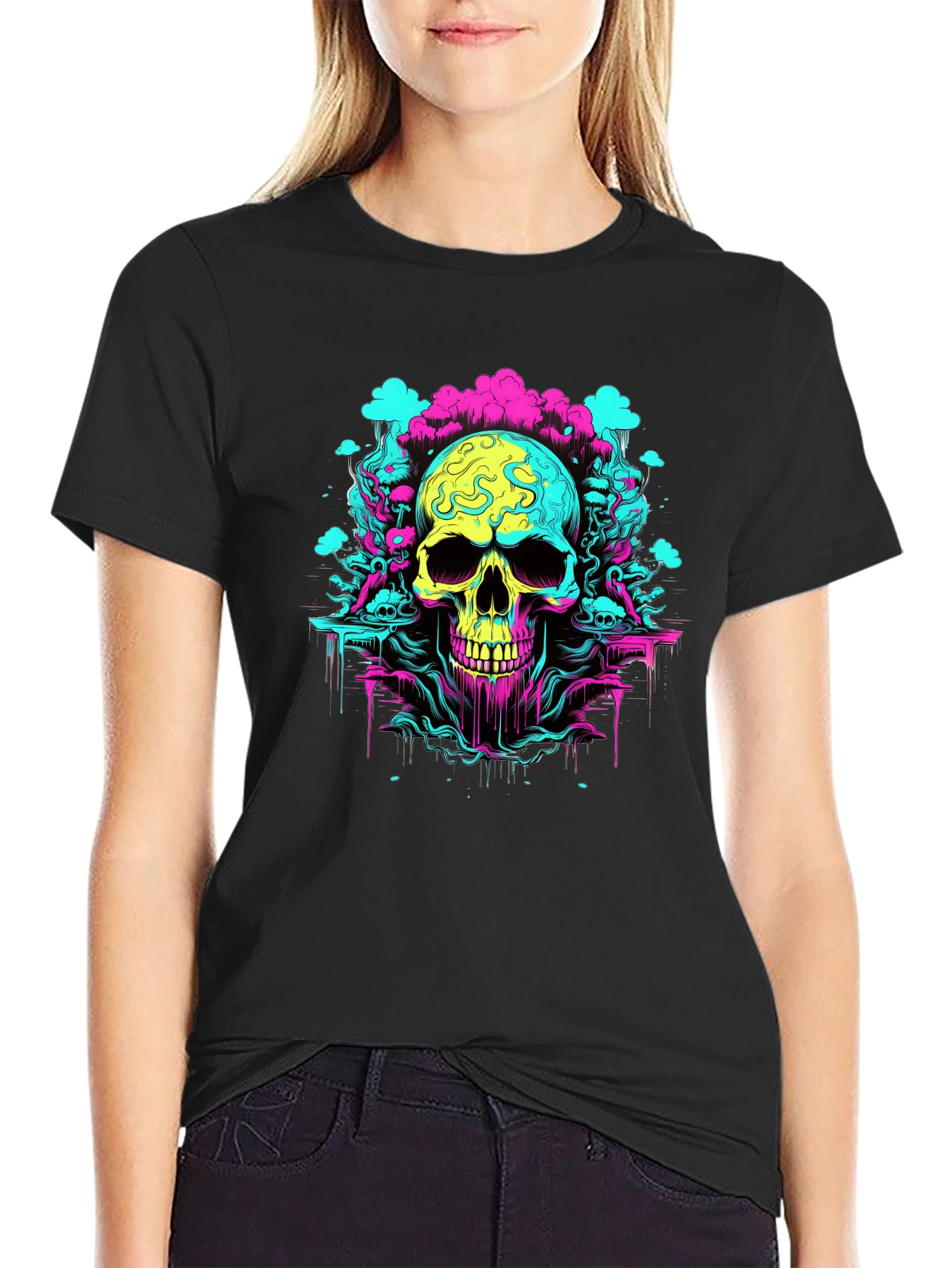Neon Skull Graphic T-Shirt