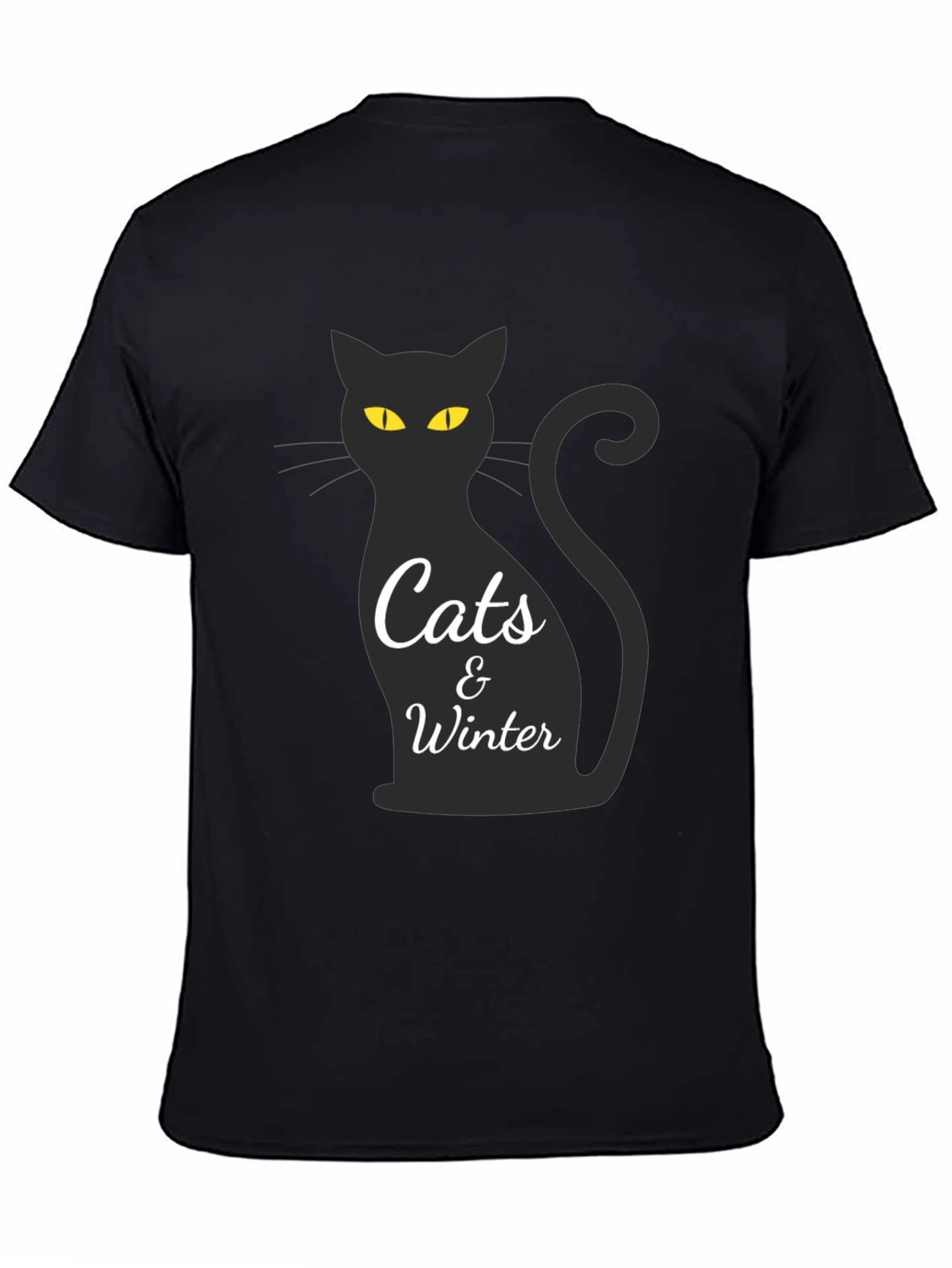 Cats & Winter Graphic T-Shirt - Black
