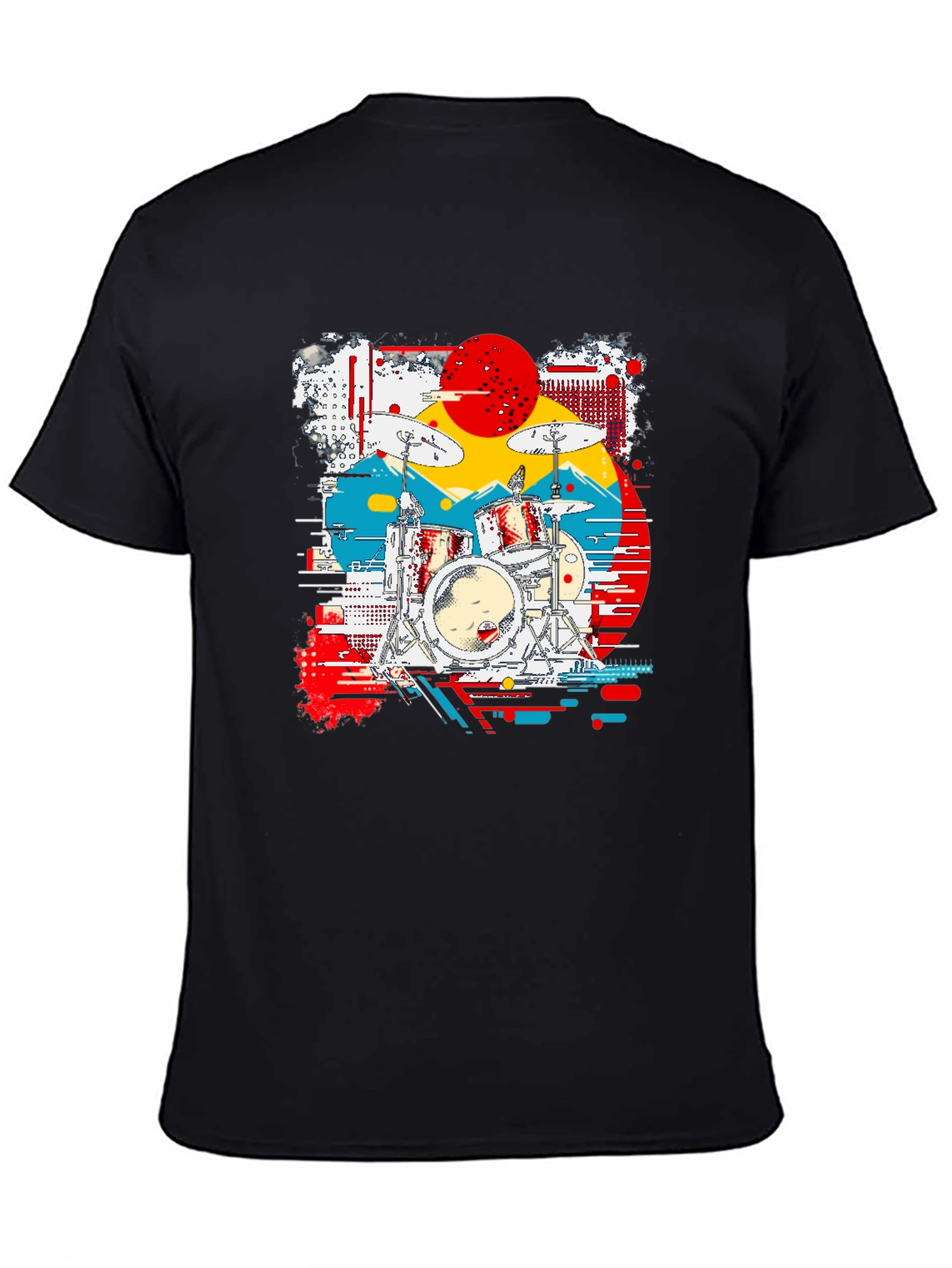 Retro Drum Kit Graphic Tee - Black