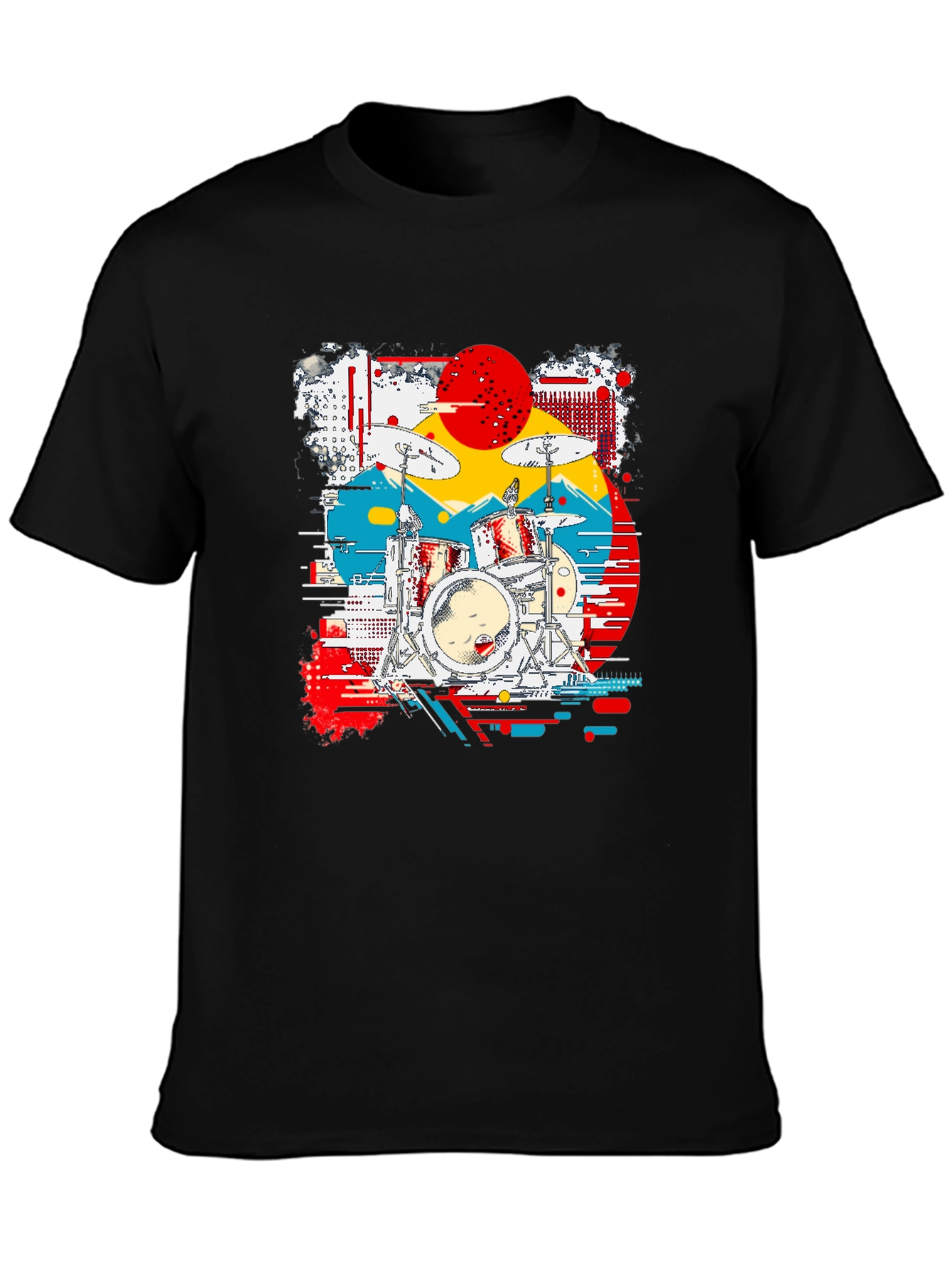 Retro Drum Kit Graphic Tee - Black