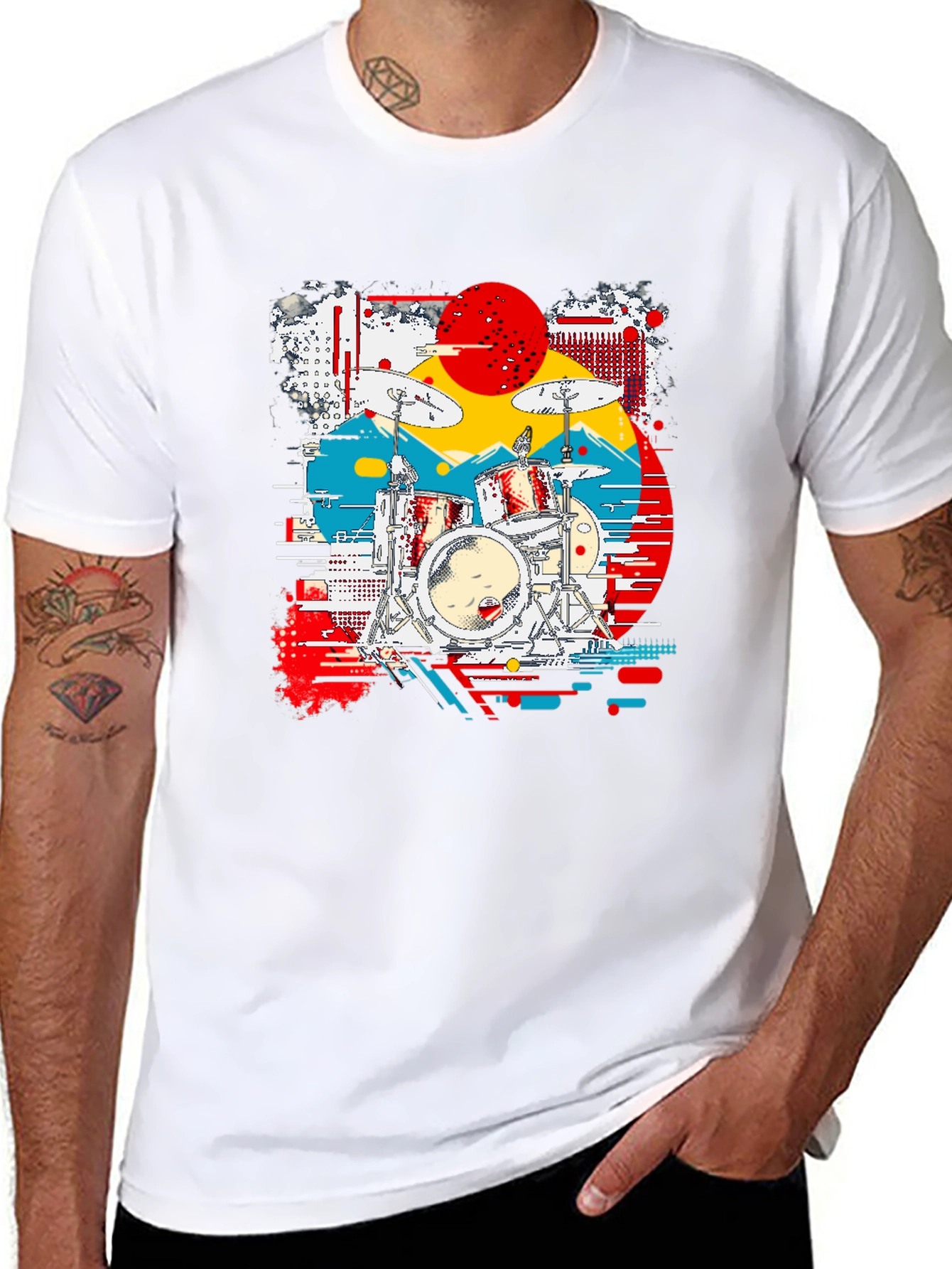 Retro Drum Kit Graphic Tee - Black
