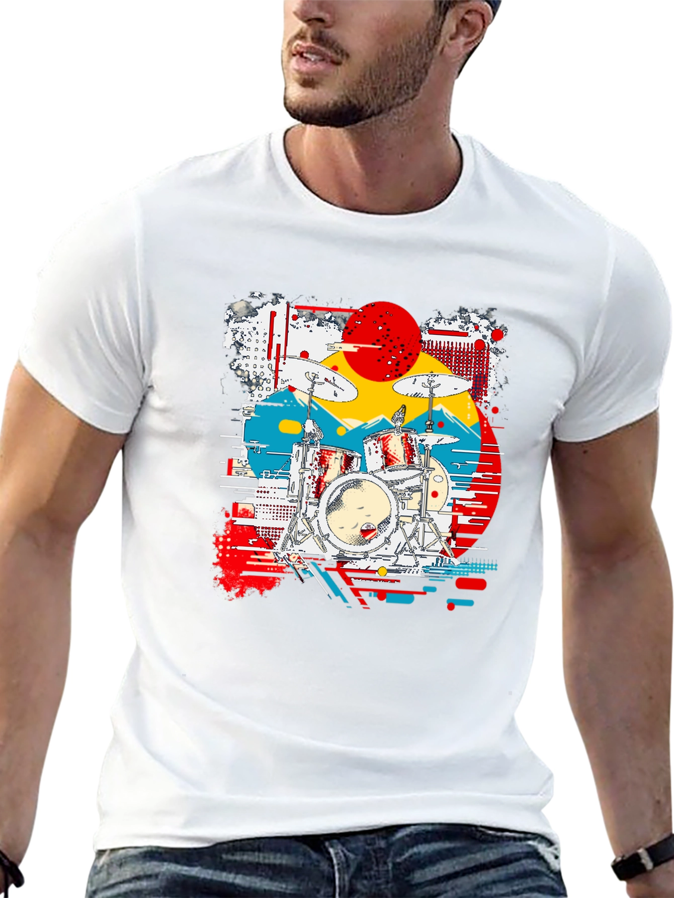 Retro Drum Kit Graphic Tee - Black
