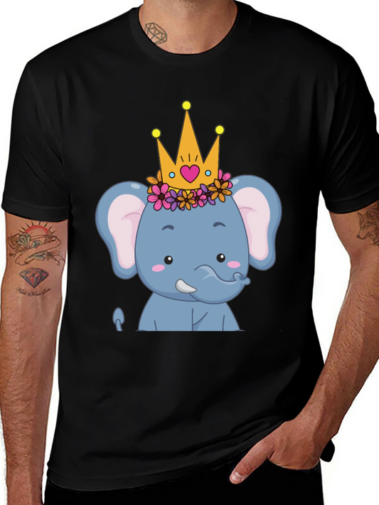 Elephant Princess Graphic Tee - Cute Cartoon Design