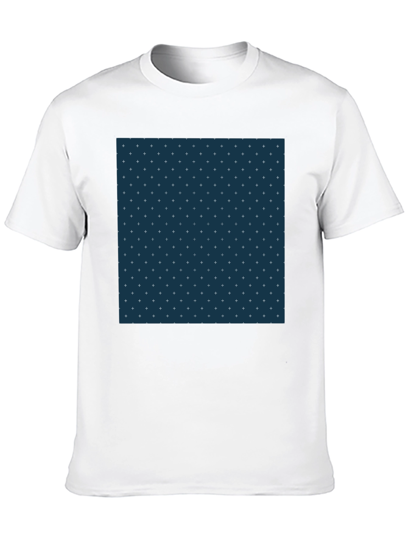 Stylish Black Tee with Geometric Plus Pattern