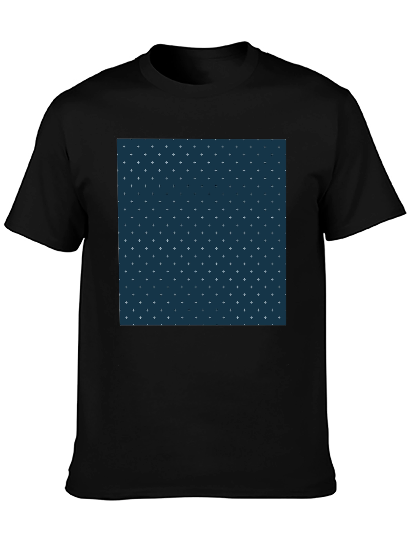 Stylish Black Tee with Geometric Plus Pattern