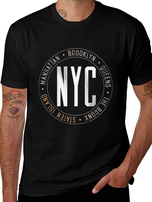 NYC Boroughs Circle Graphic T-Shirt - Black