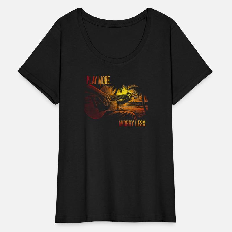 Play More, Worry Less Tropical Guitar Slogan