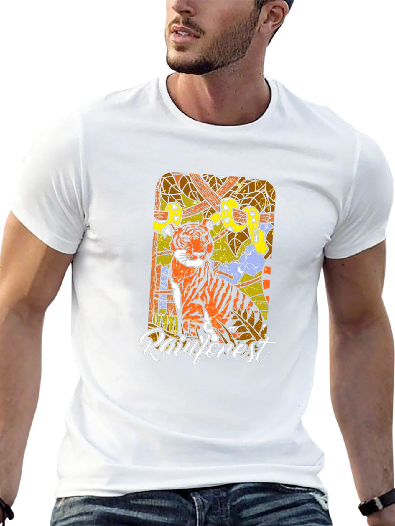 Rainforest Tiger Graphic T-Shirt - Jungle Adventure Tee