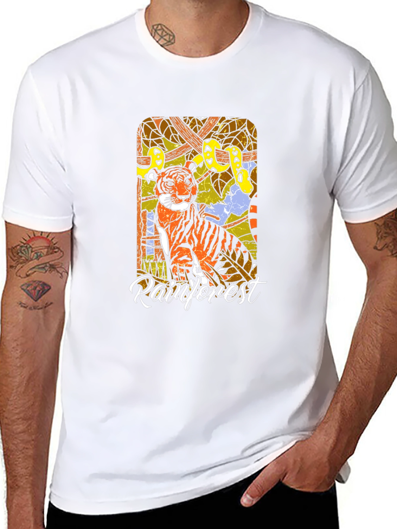 Rainforest Tiger Graphic T-Shirt - Jungle Adventure Tee
