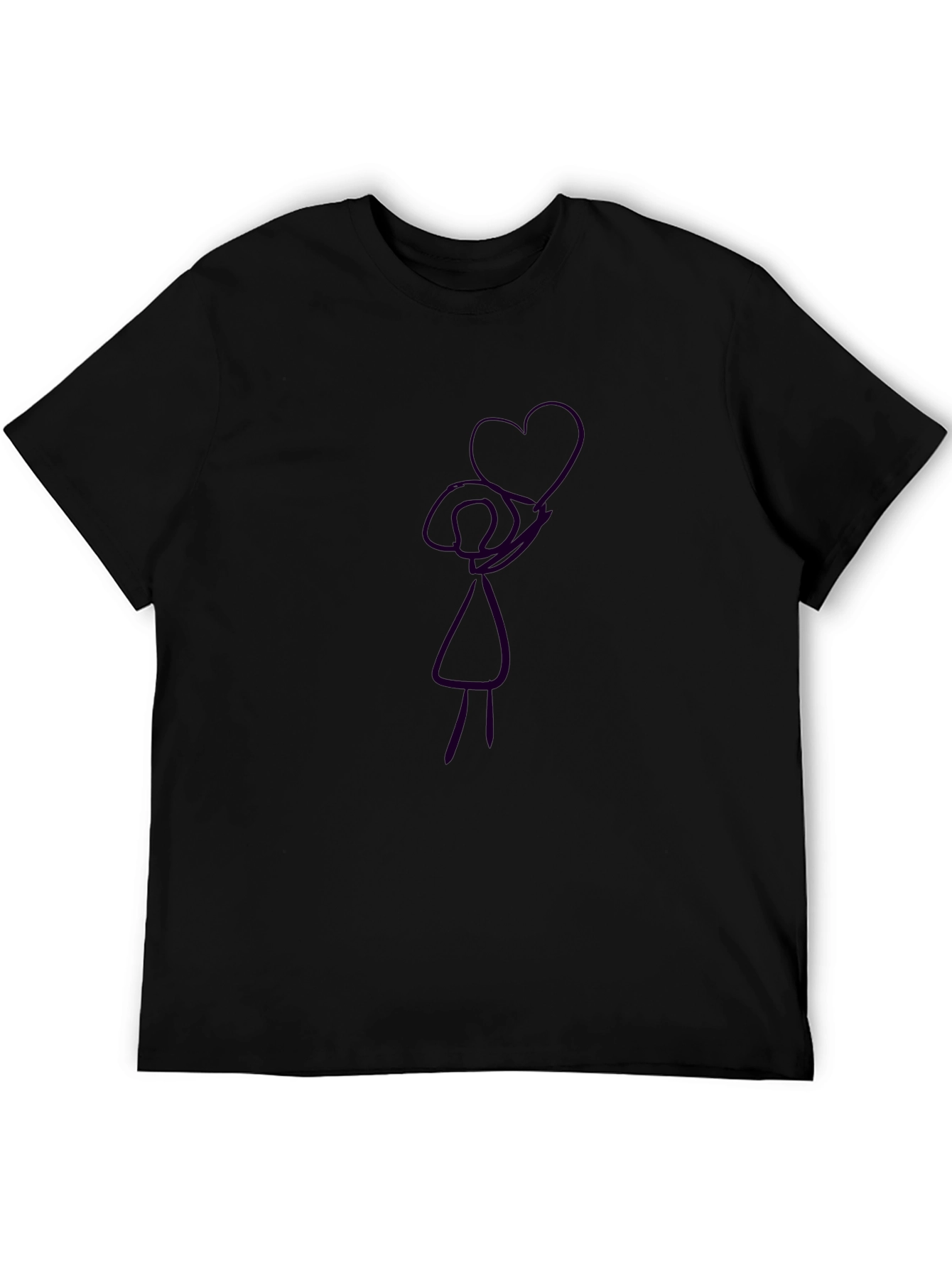 Heart Girl Graphic Black T-Shirt