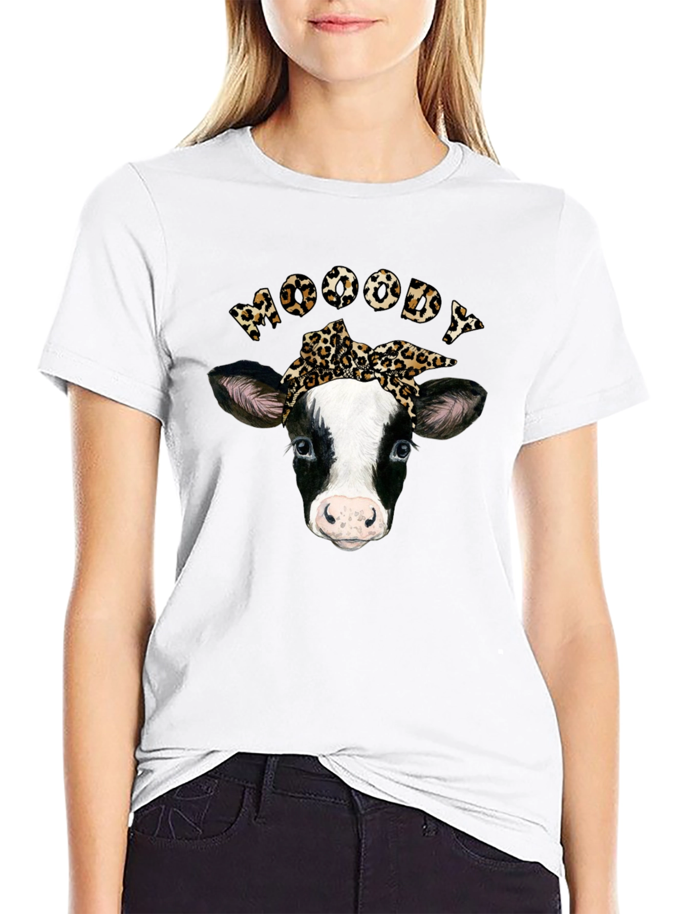 Moody Cow Print Tee