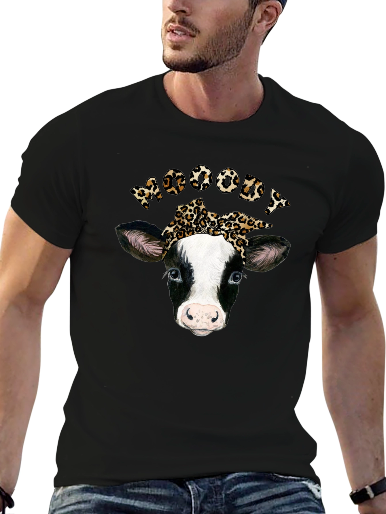 Moody Cow Print Tee
