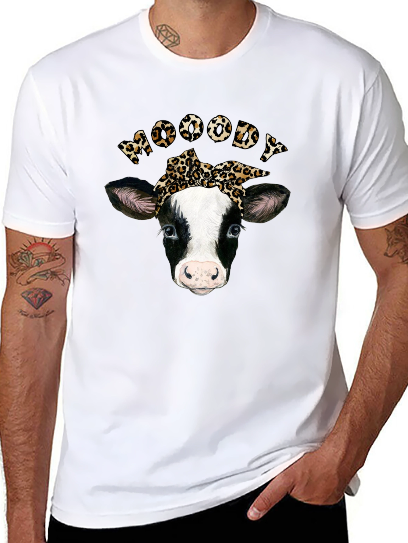 Moody Cow Print Tee