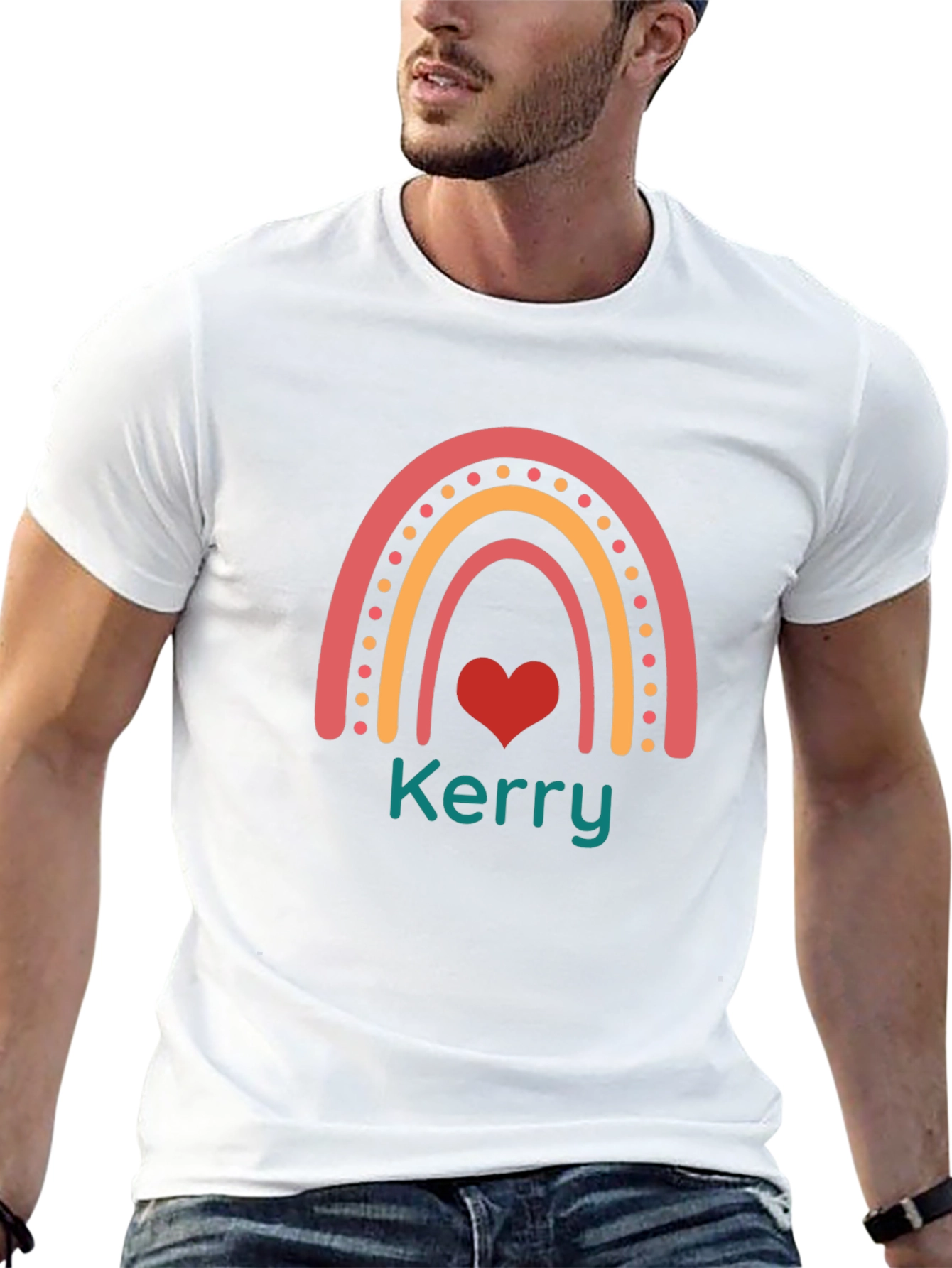 Personalized Kerry Rainbow Heart T-Shirt