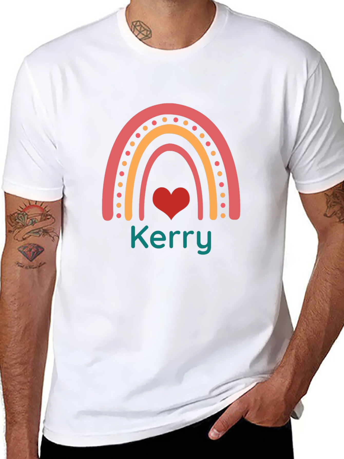 Personalized Kerry Rainbow Heart T-Shirt