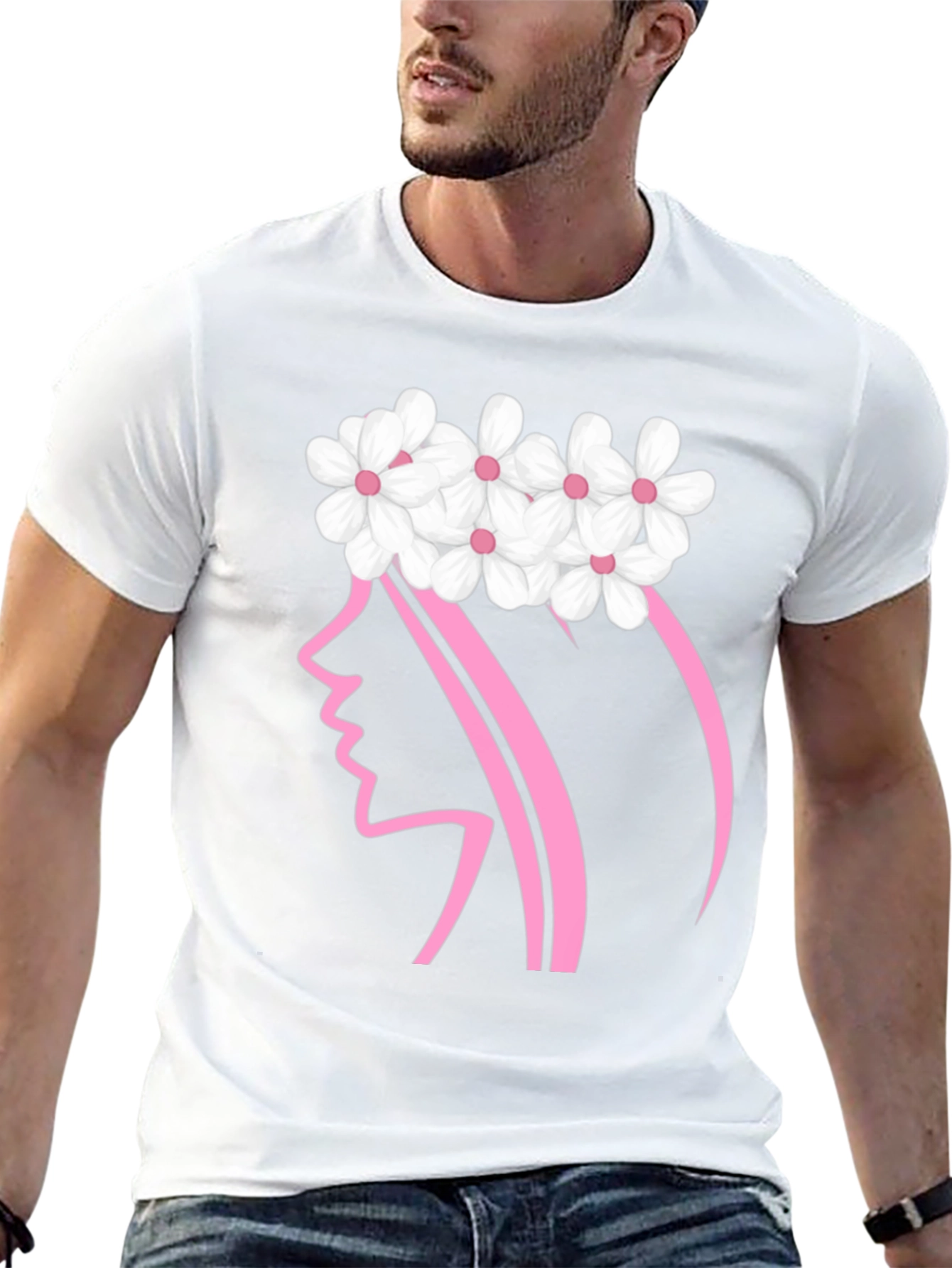 Floral Crown Woman Graphic Black T-Shirt