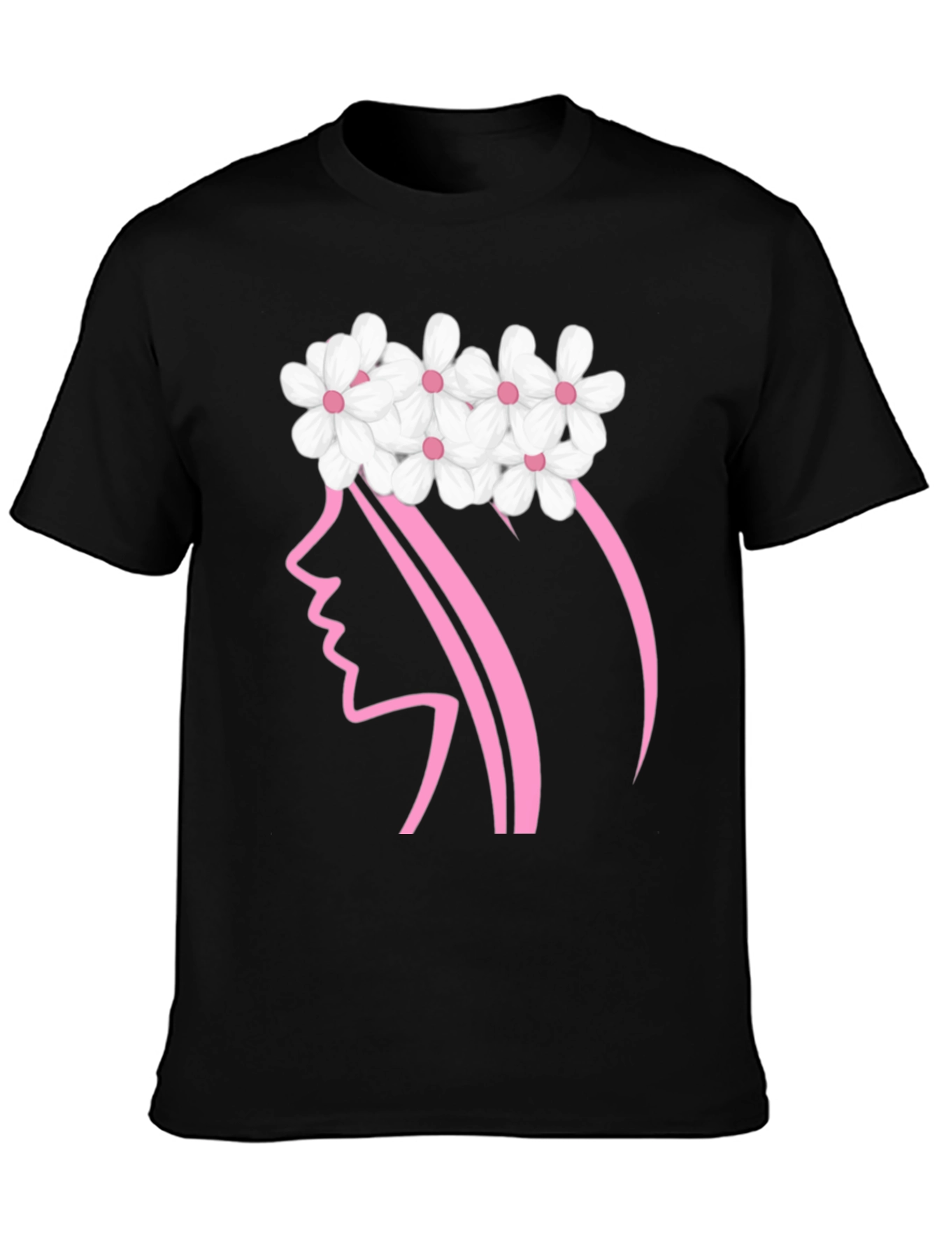 Floral Crown Woman Graphic Black T-Shirt