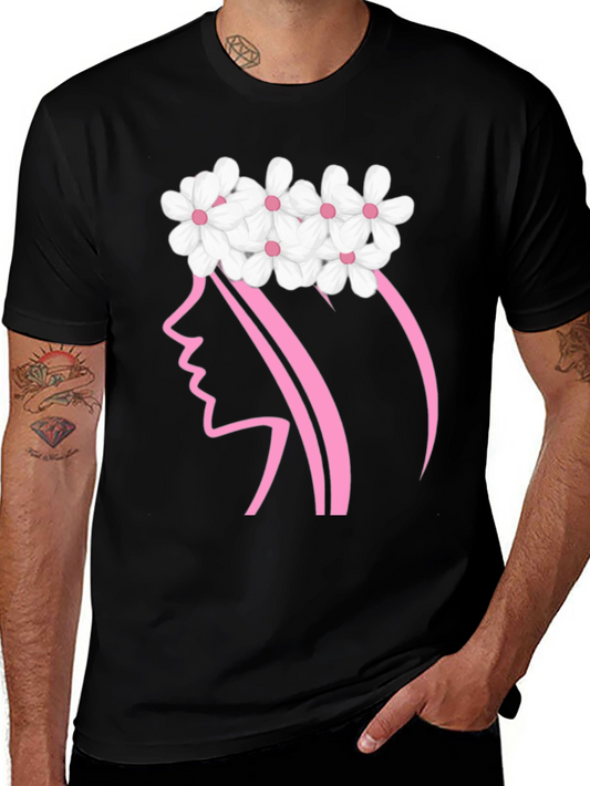 Floral Crown Woman Graphic Black T-Shirt