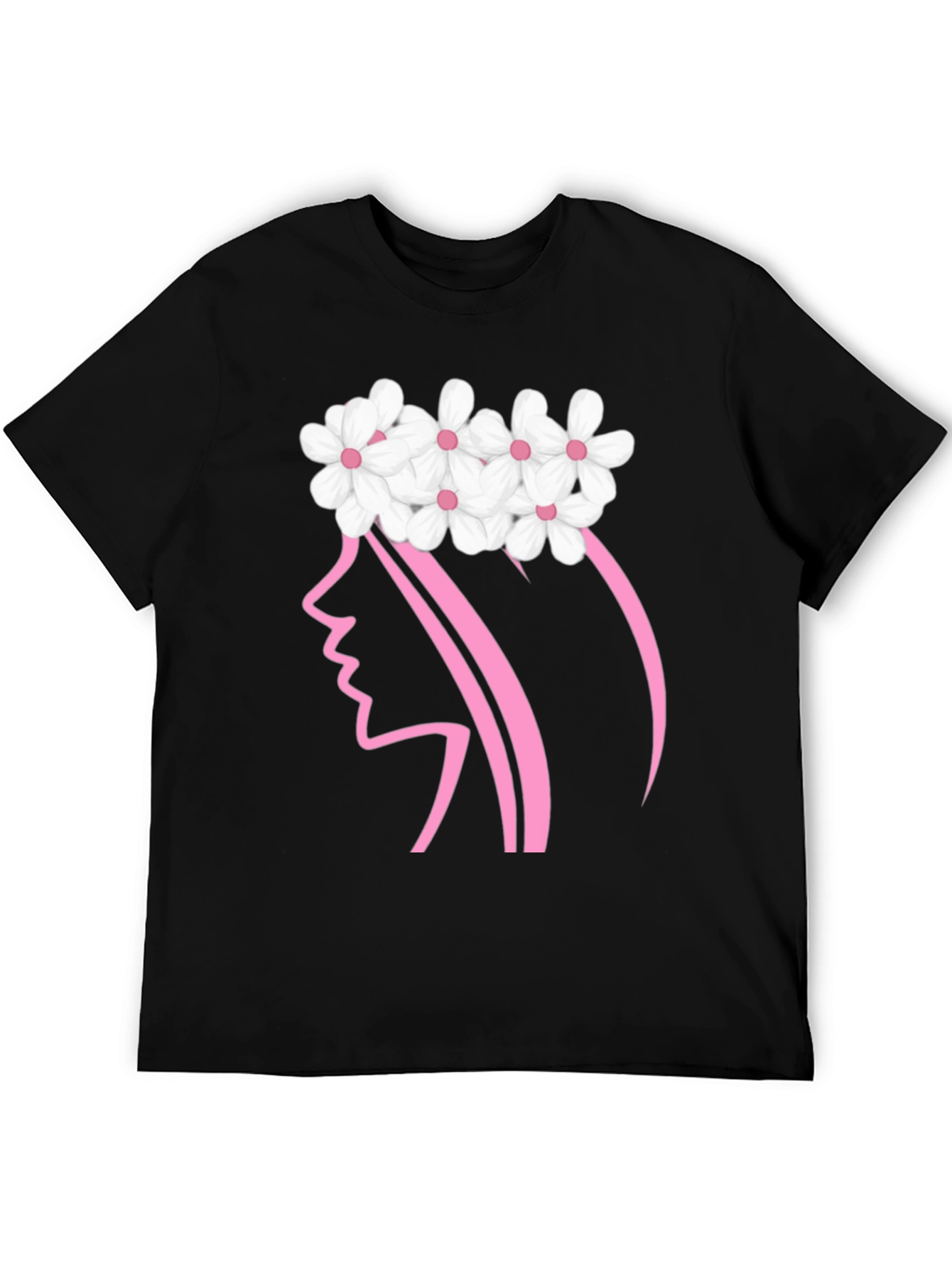 Floral Crown Woman Graphic Black T-Shirt