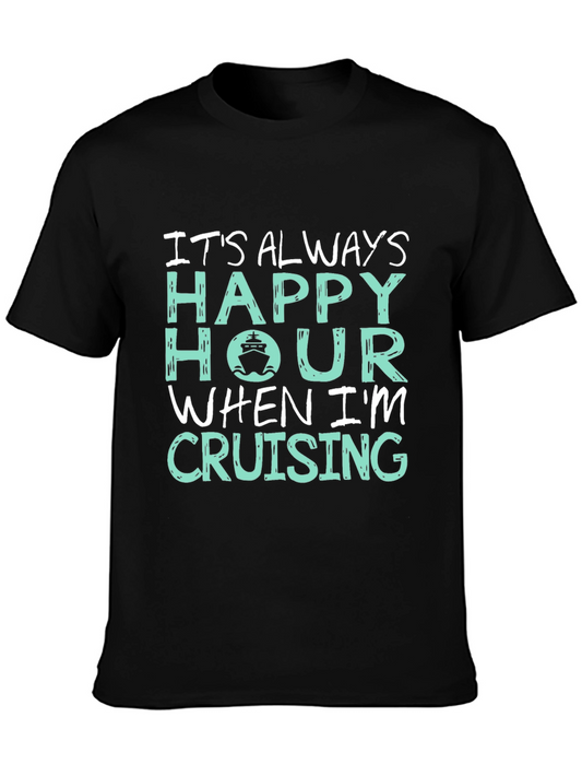 Happy Hour Cruising T-Shirt - Black Cotton Tee