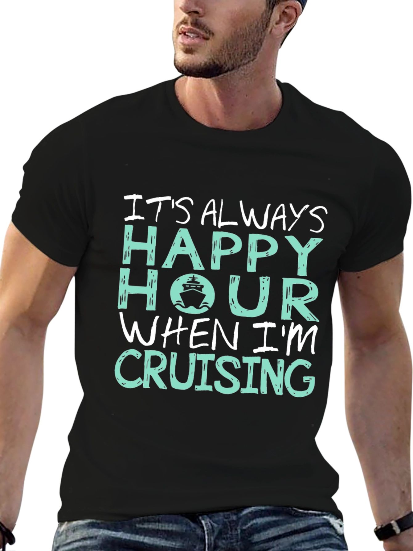 Happy Hour Cruising T-Shirt - Black Cotton Tee