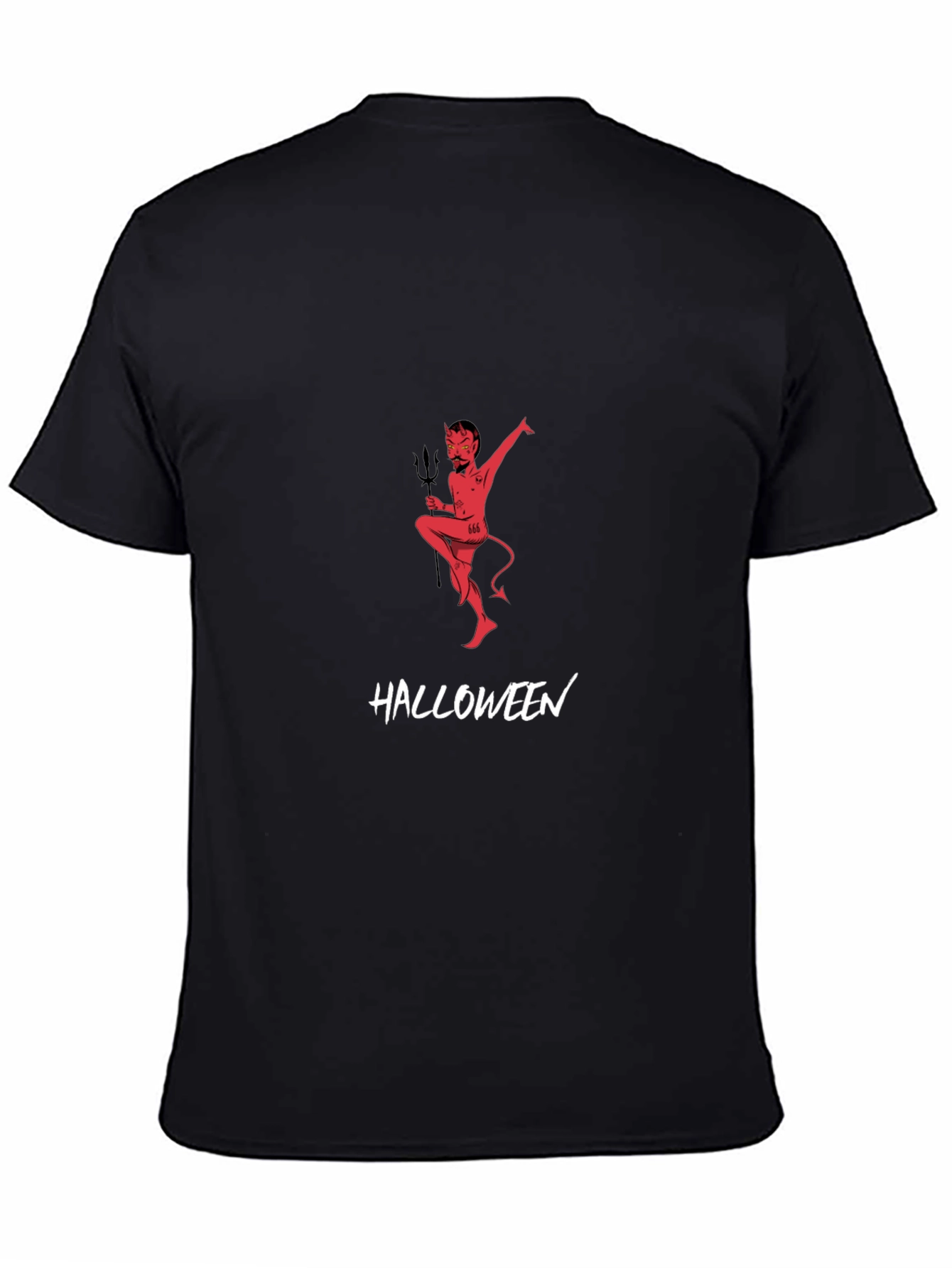 Halloween Devil Graphic Tee - Black Cotton T-Shirt