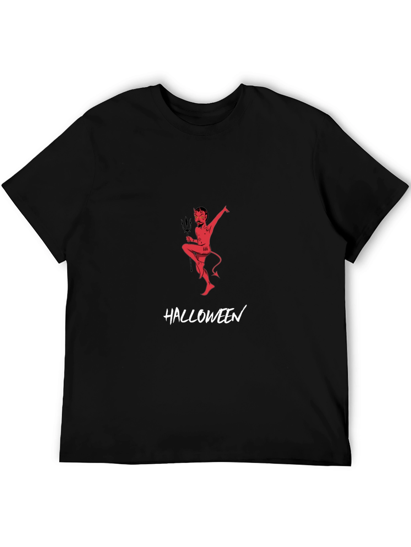 Halloween Devil Graphic Tee - Black Cotton T-Shirt