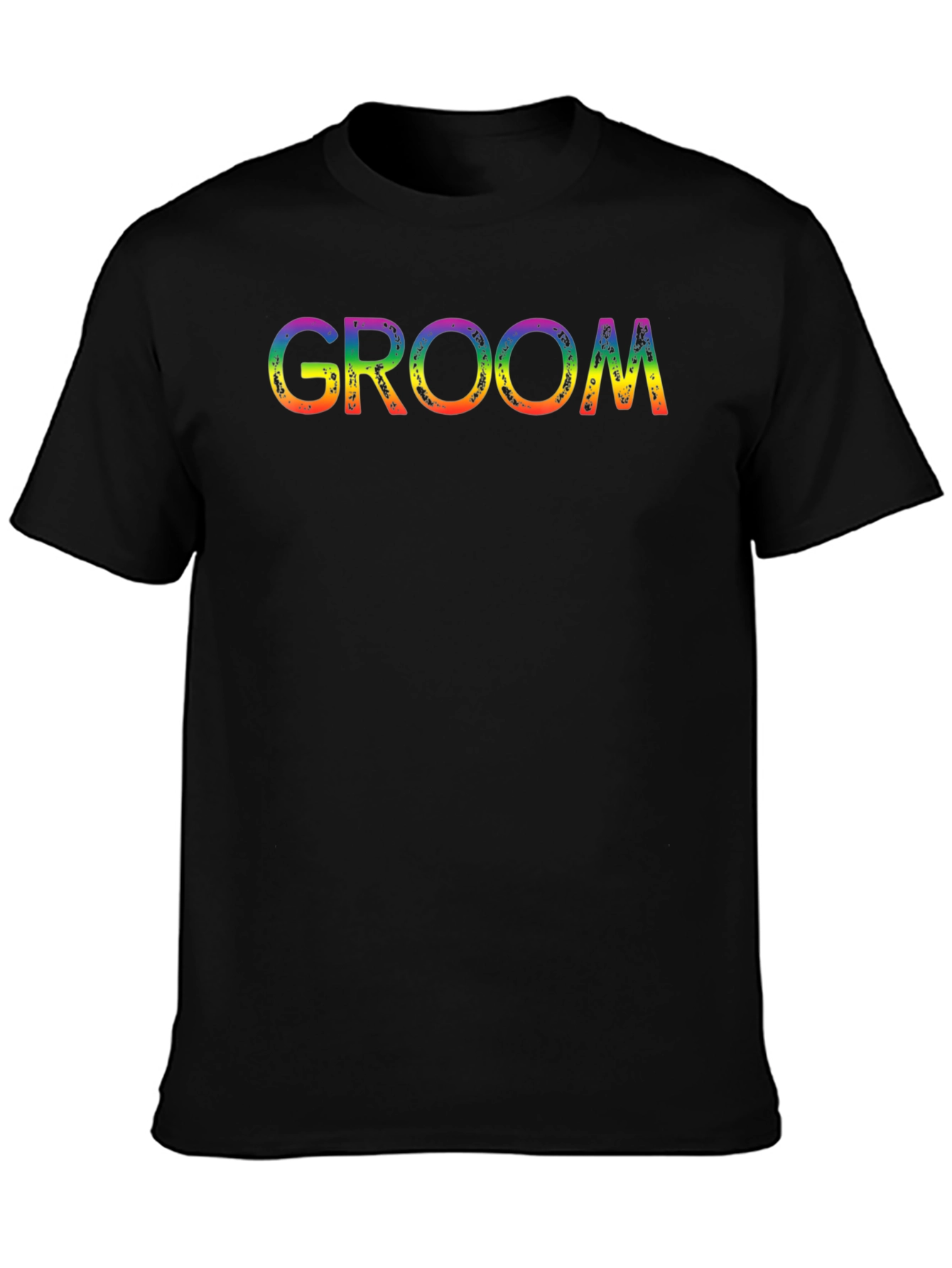 Groom Rainbow Text Black T-Shirt