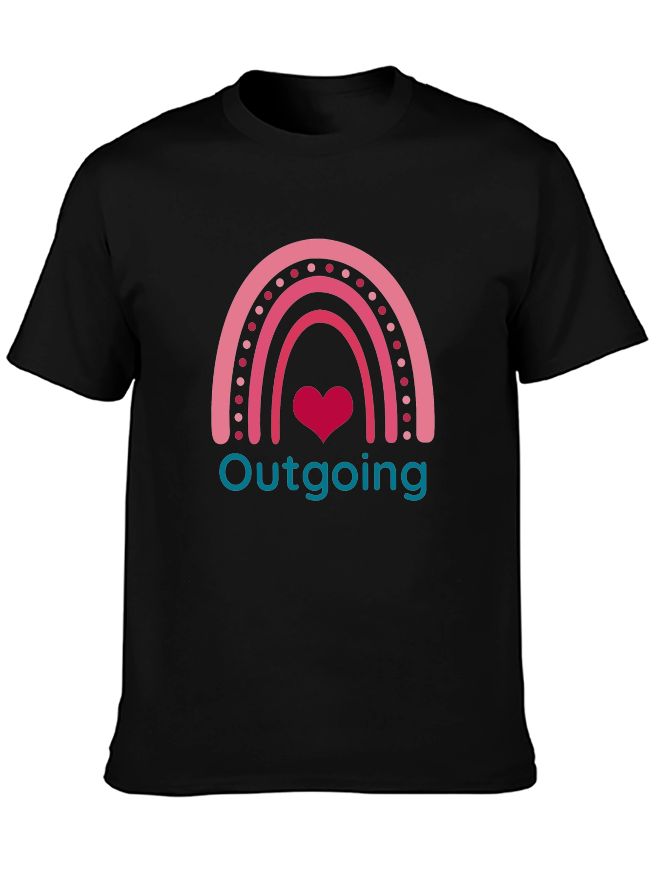 Outgoing Rainbow Heart Graphic T-Shirt