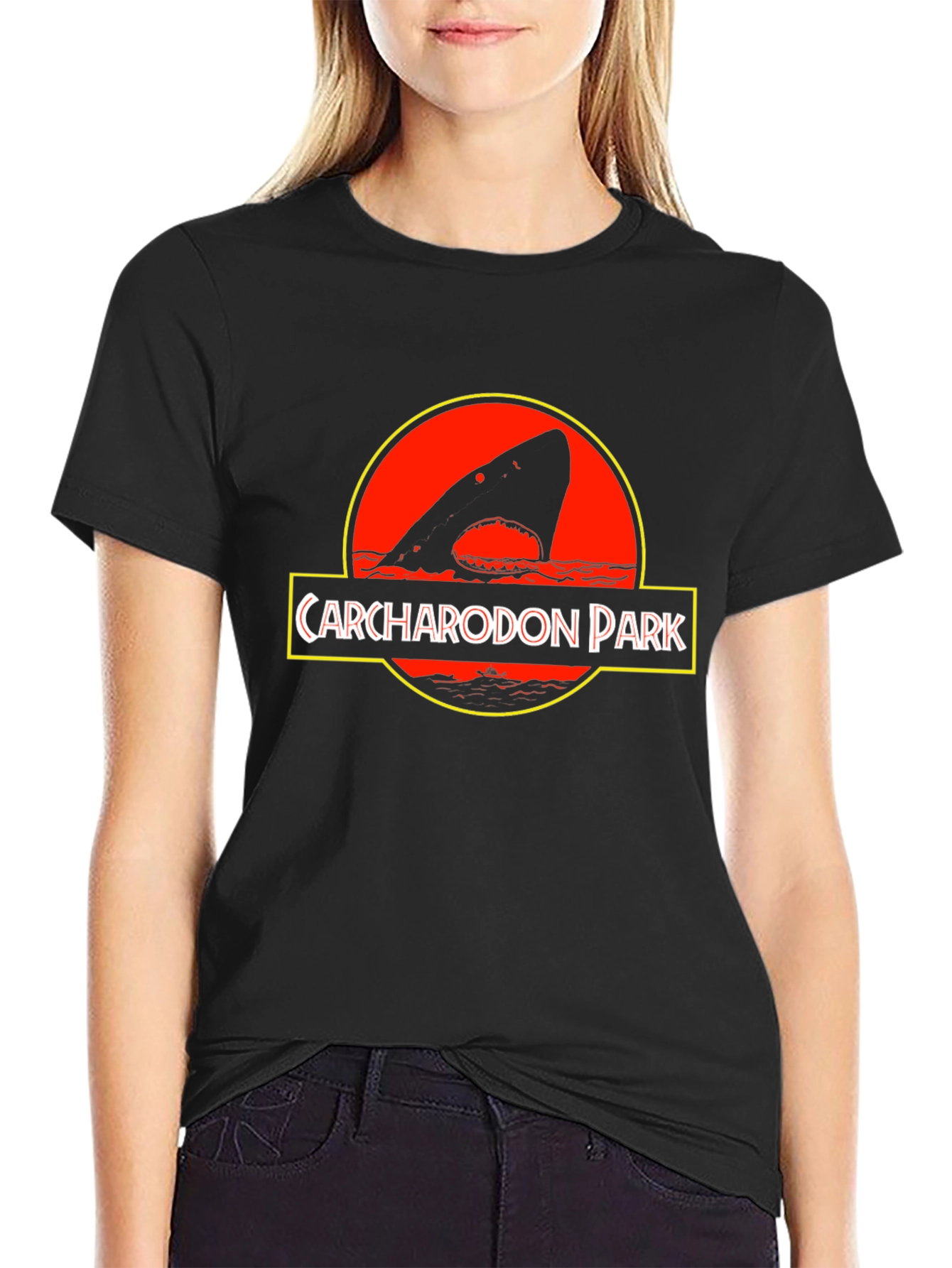 Carcharodon Park Black T-Shirt - Shark Parody Tee