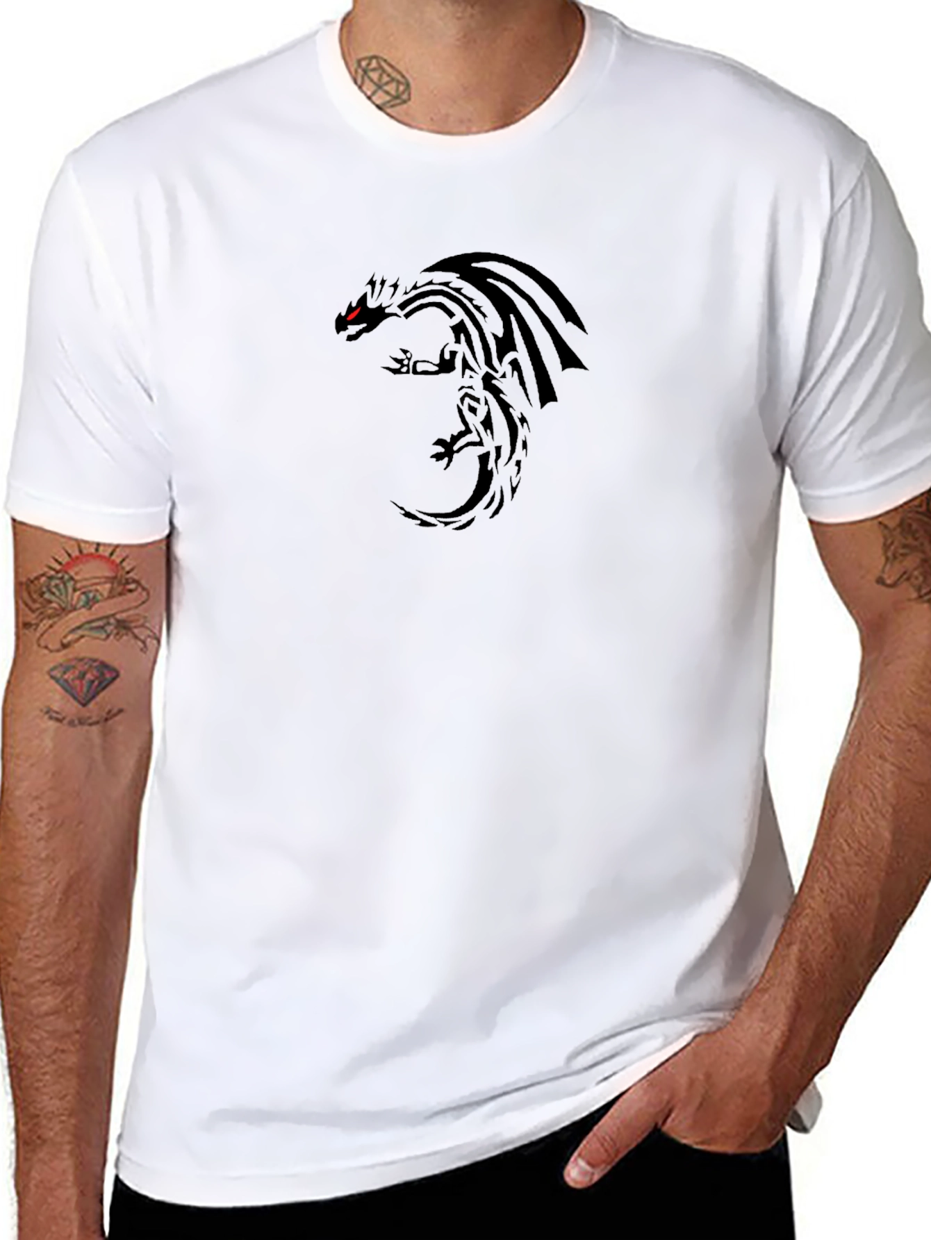 Mens Black Dragon Graphic Tee - Modern Style