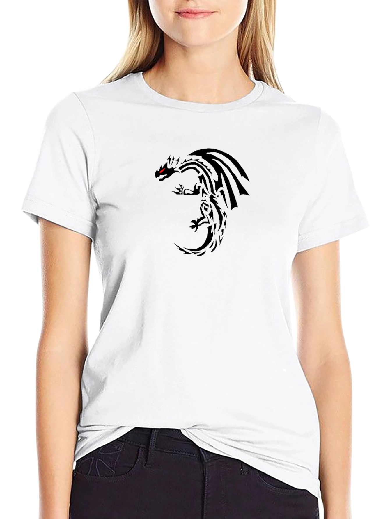 Mens Black Dragon Graphic Tee - Modern Style