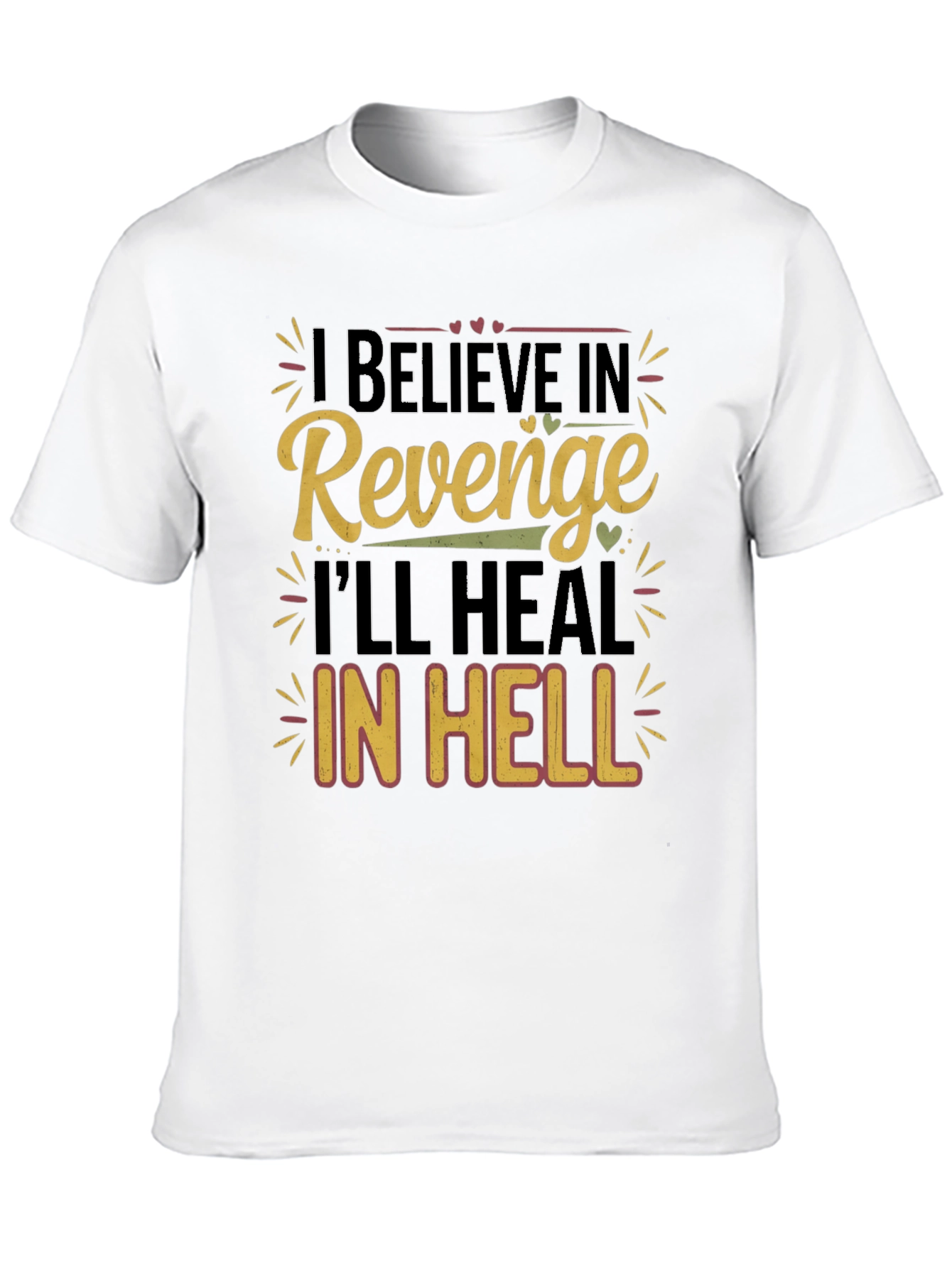 Revenge Slogan Graphic Print Mens Black T-Shirt