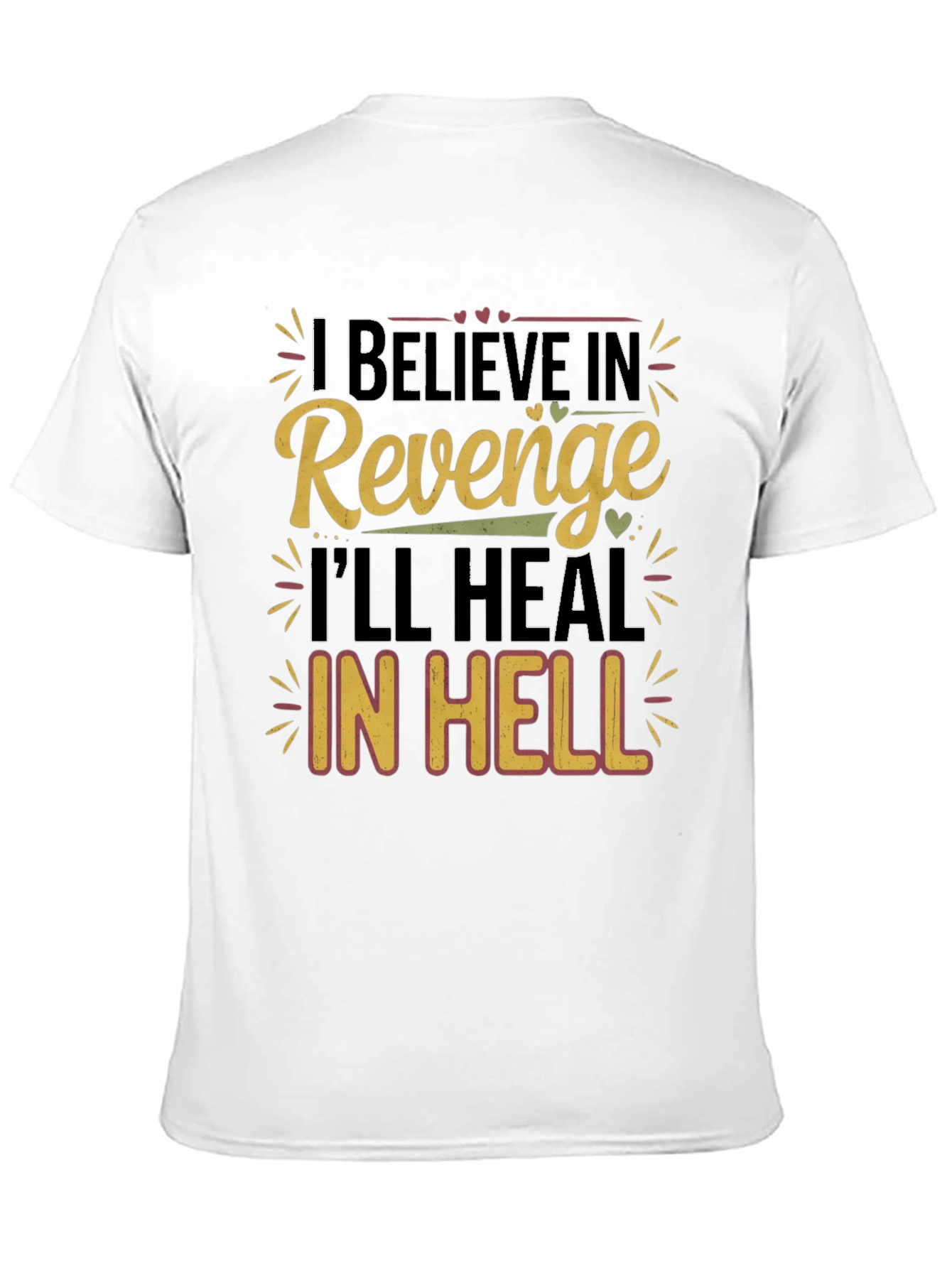 Revenge Slogan Graphic Print Mens Black T-Shirt
