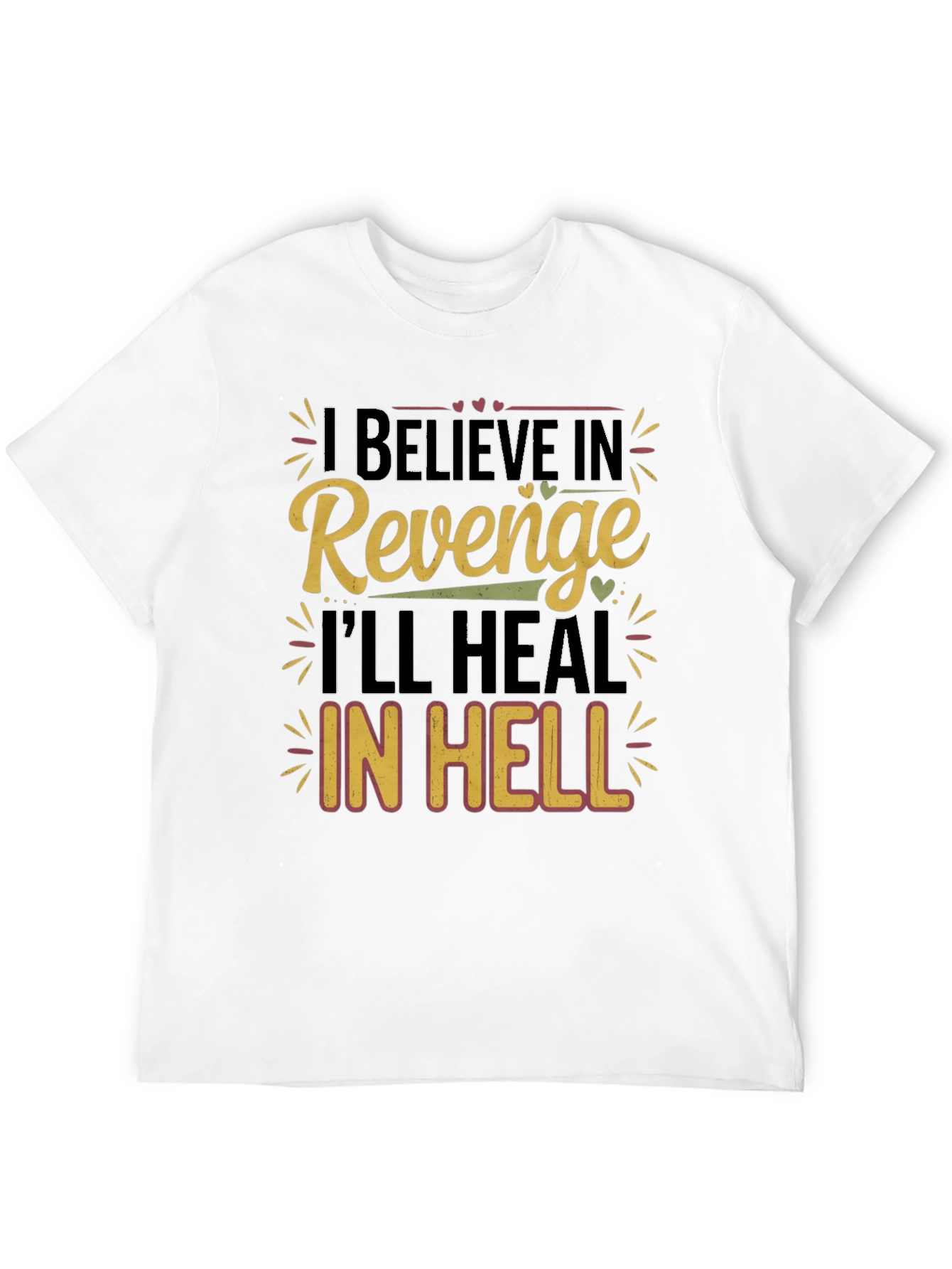 Revenge Slogan Graphic Print Mens Black T-Shirt