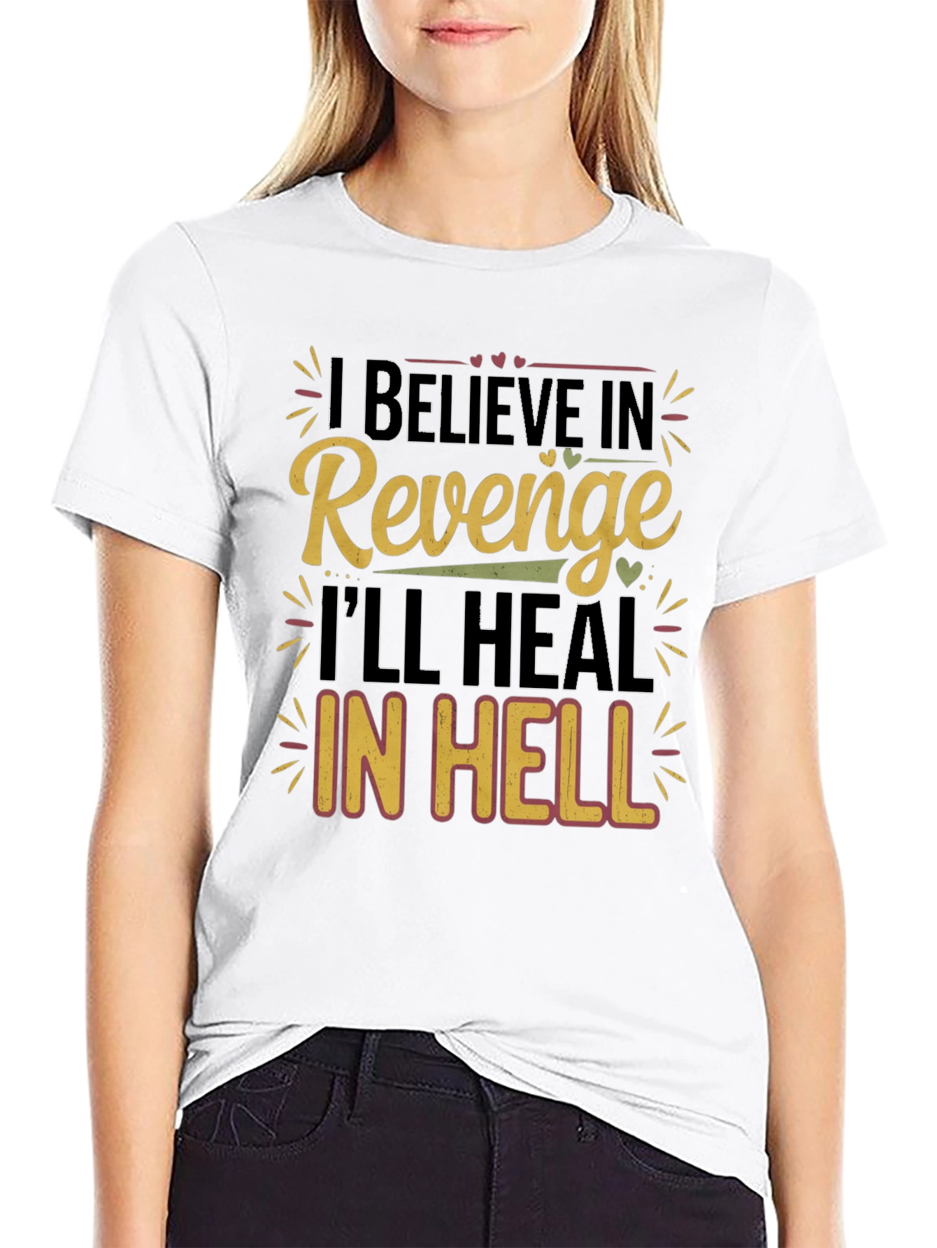Revenge Slogan Graphic Print Mens Black T-Shirt