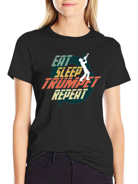 Eat Sleep Trumpet Repeat Black T-Shirt