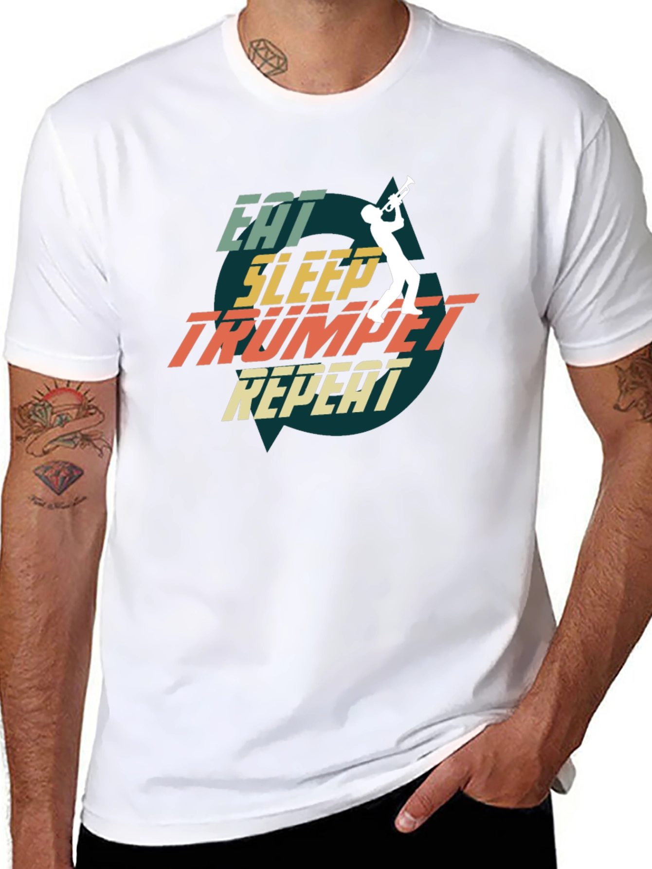 Eat Sleep Trumpet Repeat Black T-Shirt