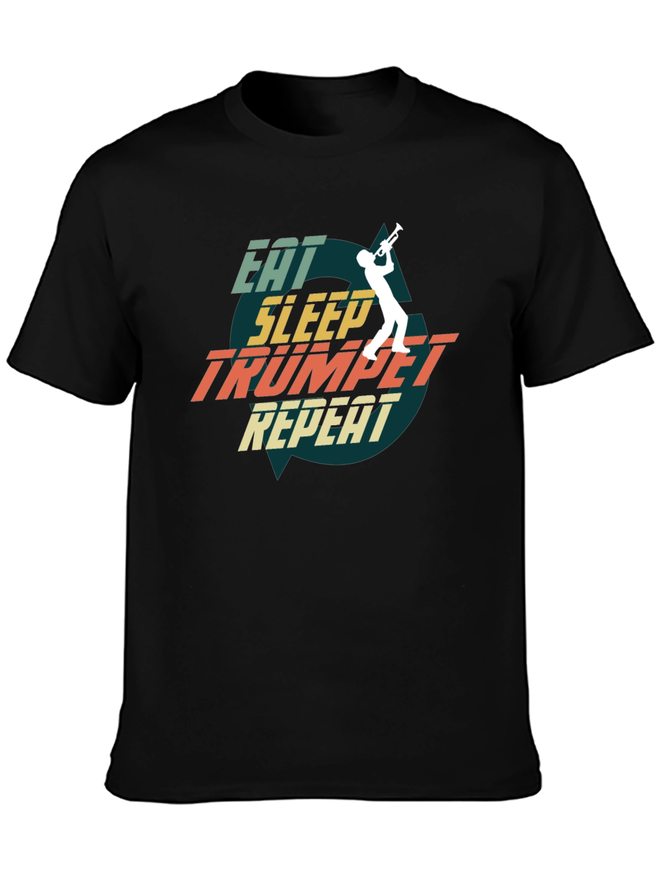 Eat Sleep Trumpet Repeat Black T-Shirt