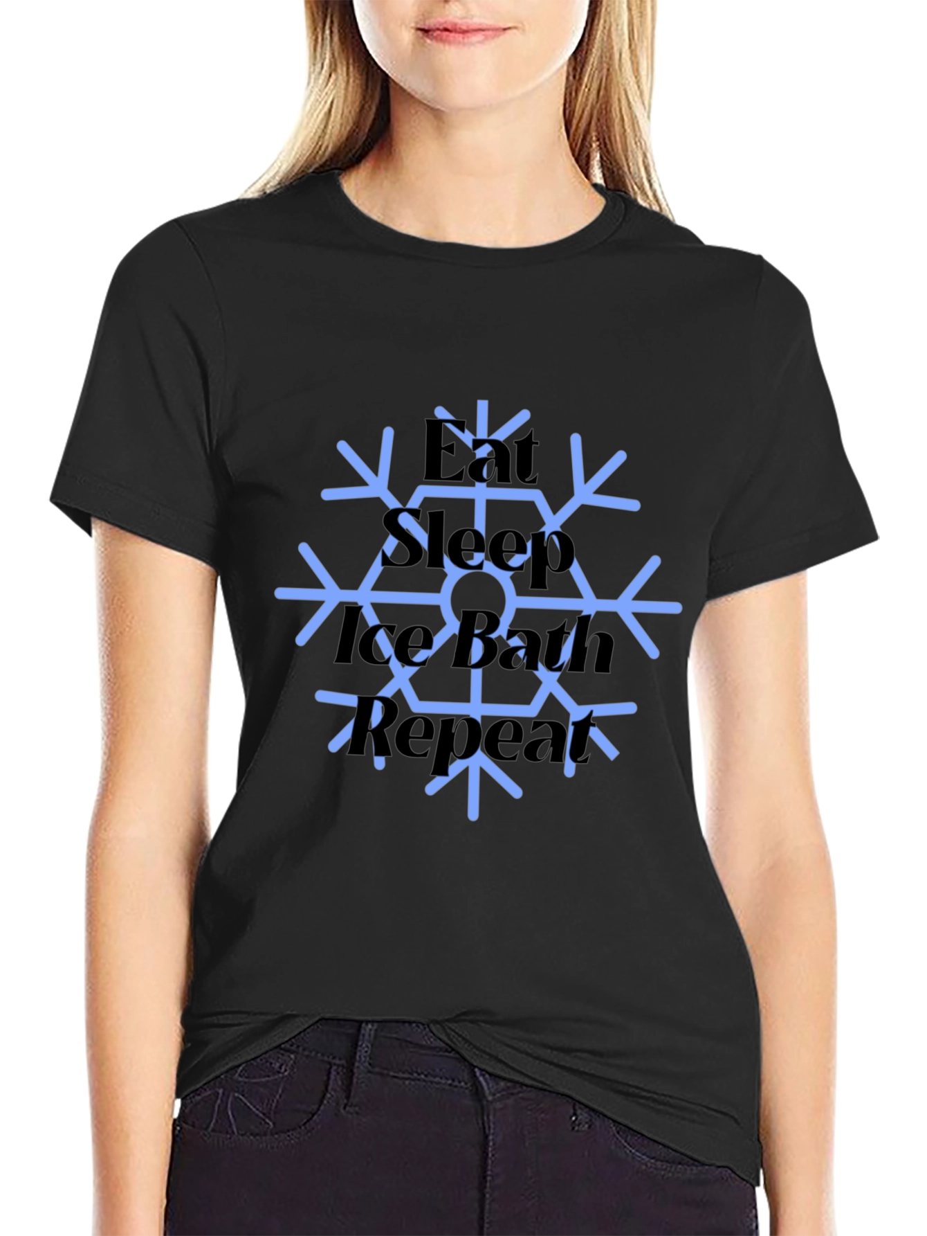 Eat Sleep Ice Bath Repeat Mens Black T-Shirt