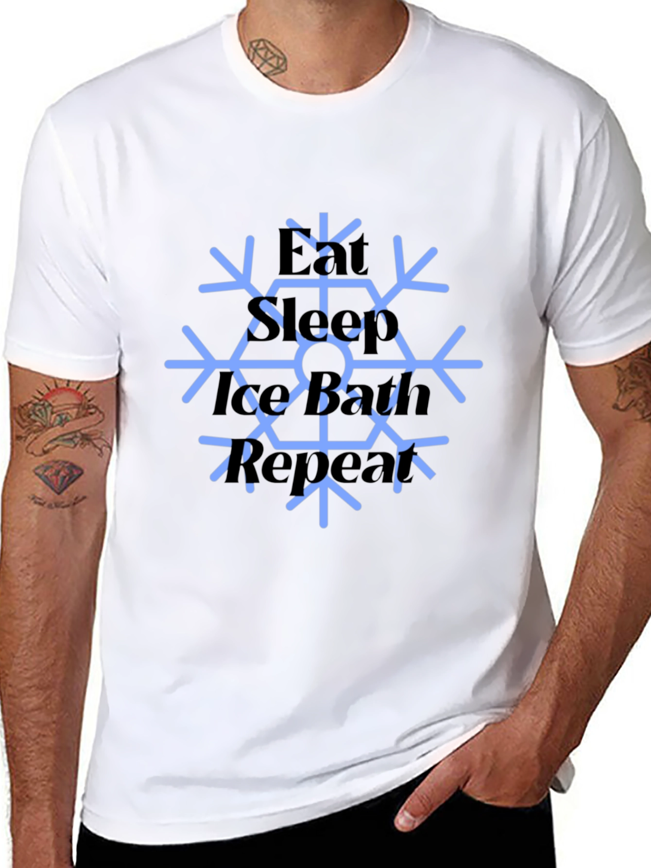 Eat Sleep Ice Bath Repeat Mens Black T-Shirt