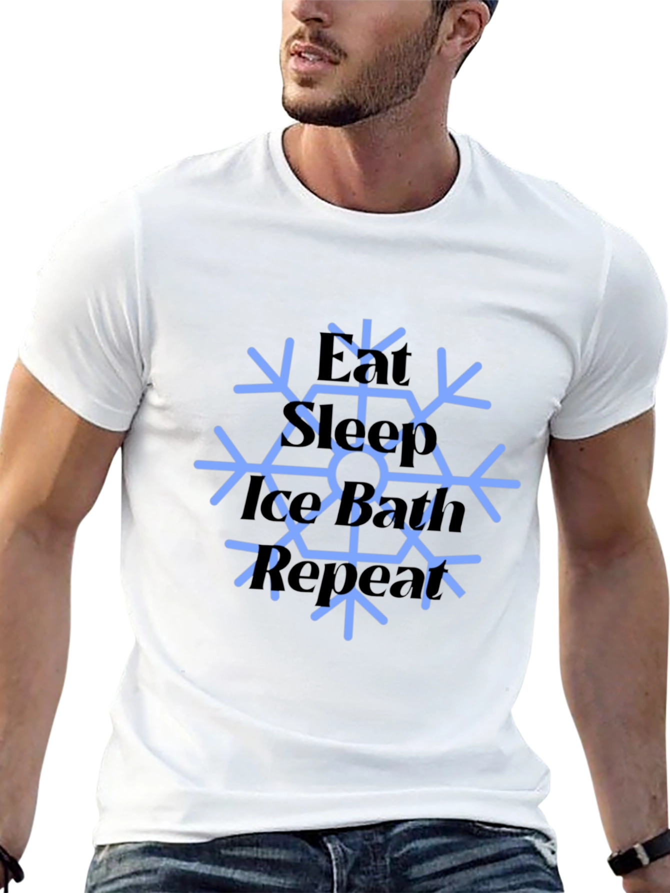 Eat Sleep Ice Bath Repeat Mens Black T-Shirt