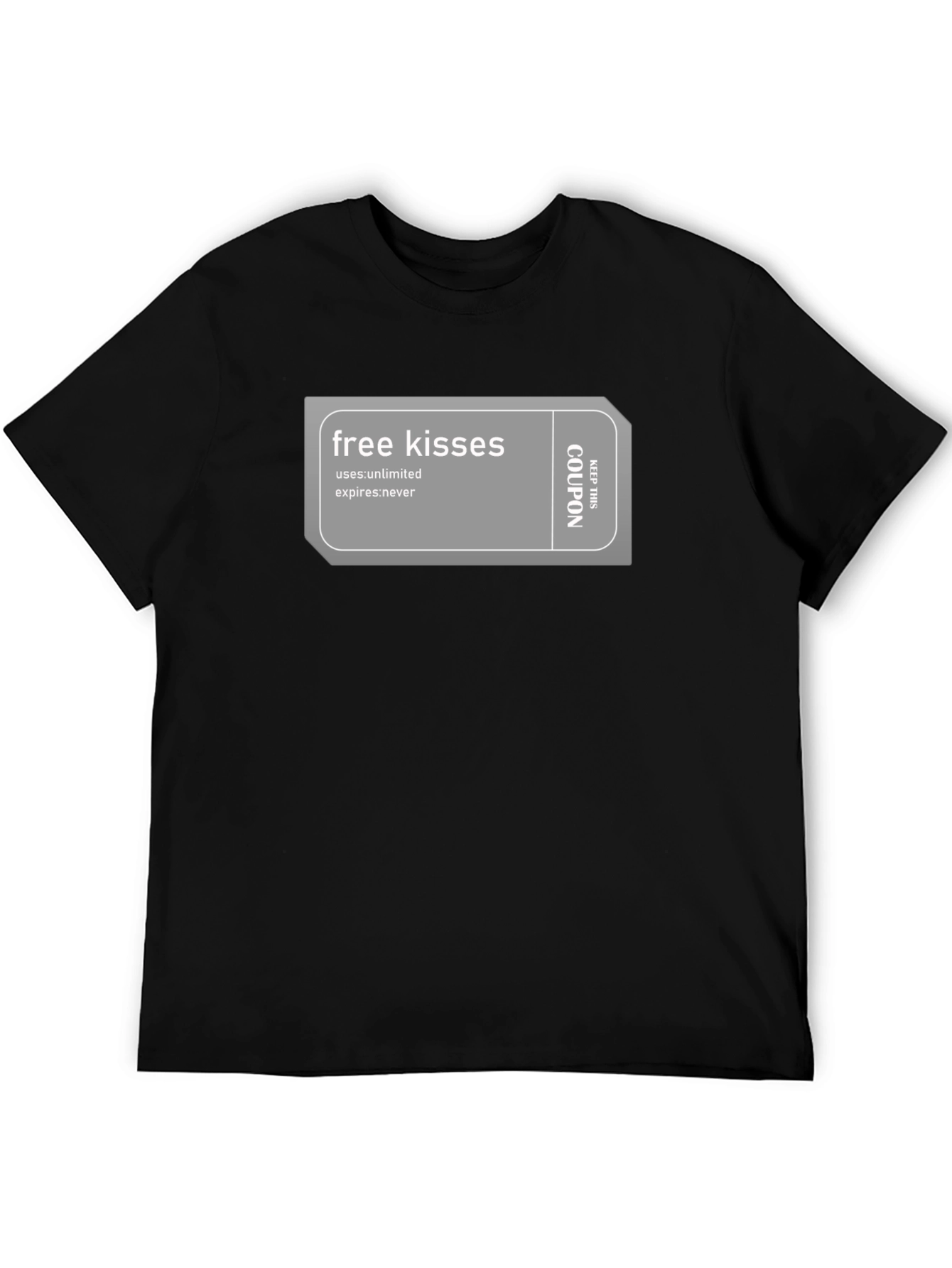 Free Kisses Coupon Black T-Shirt