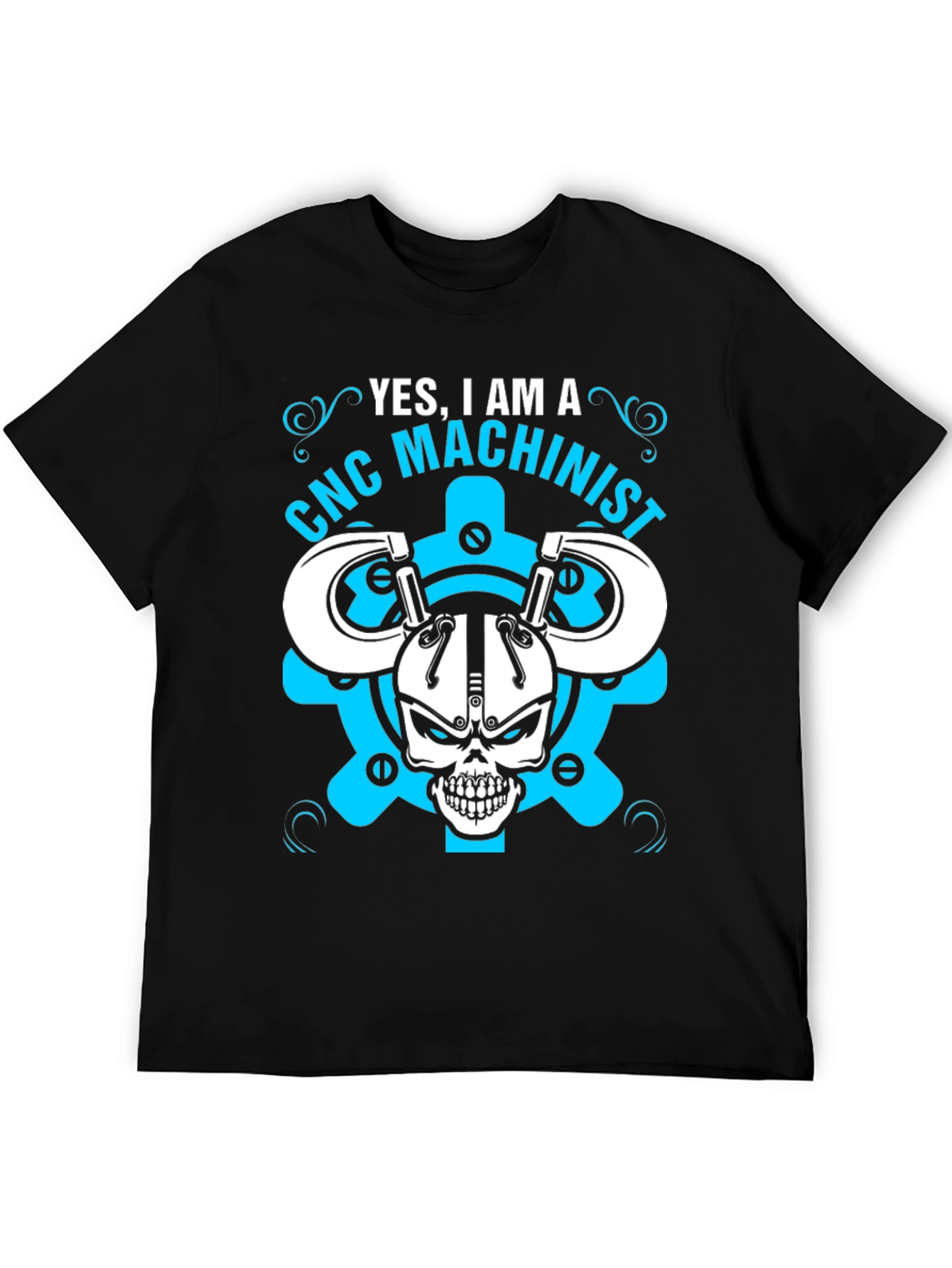 CNC Machinist T-Shirt - Skull & Gears Design