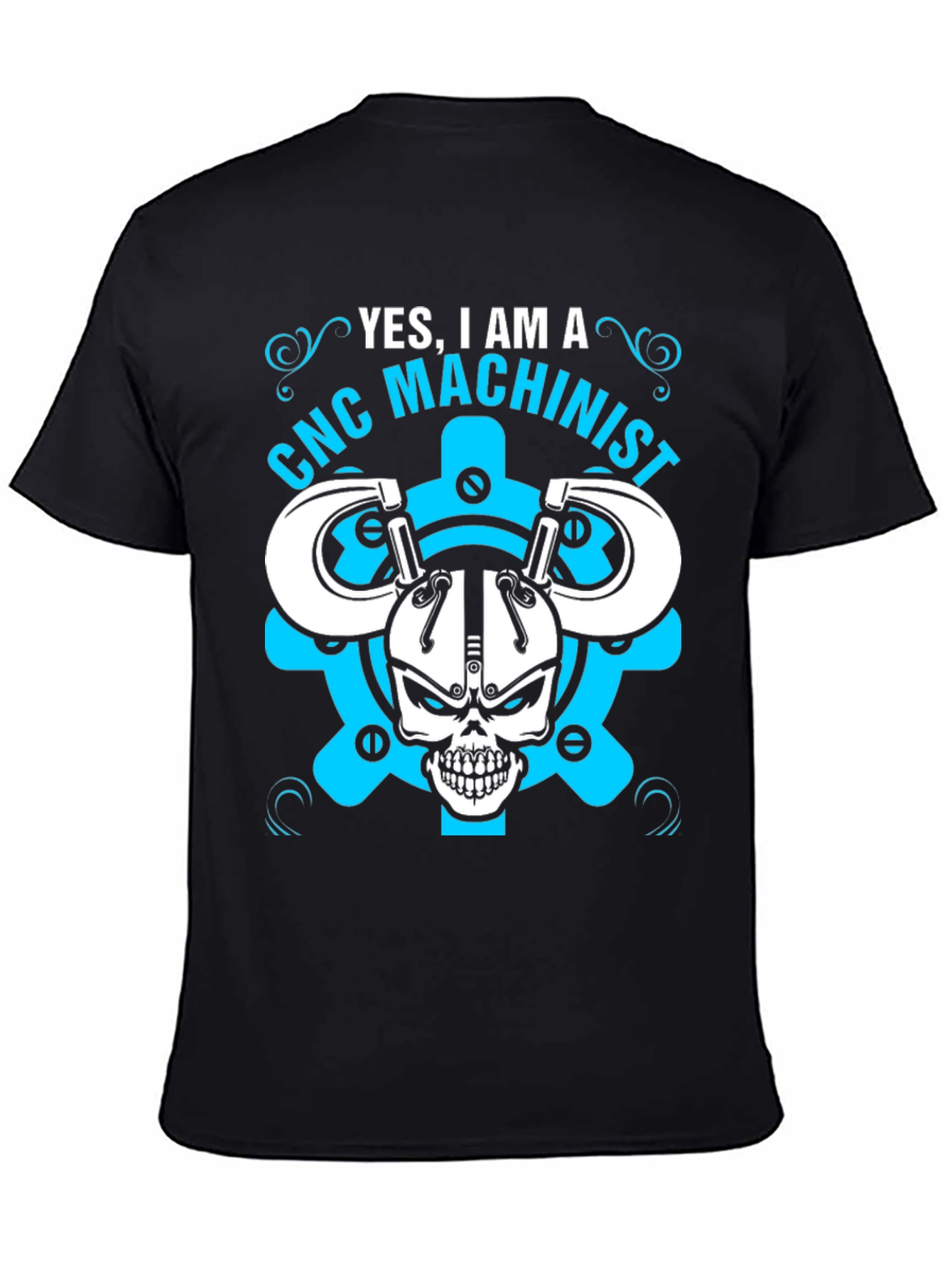 CNC Machinist T-Shirt - Skull & Gears Design